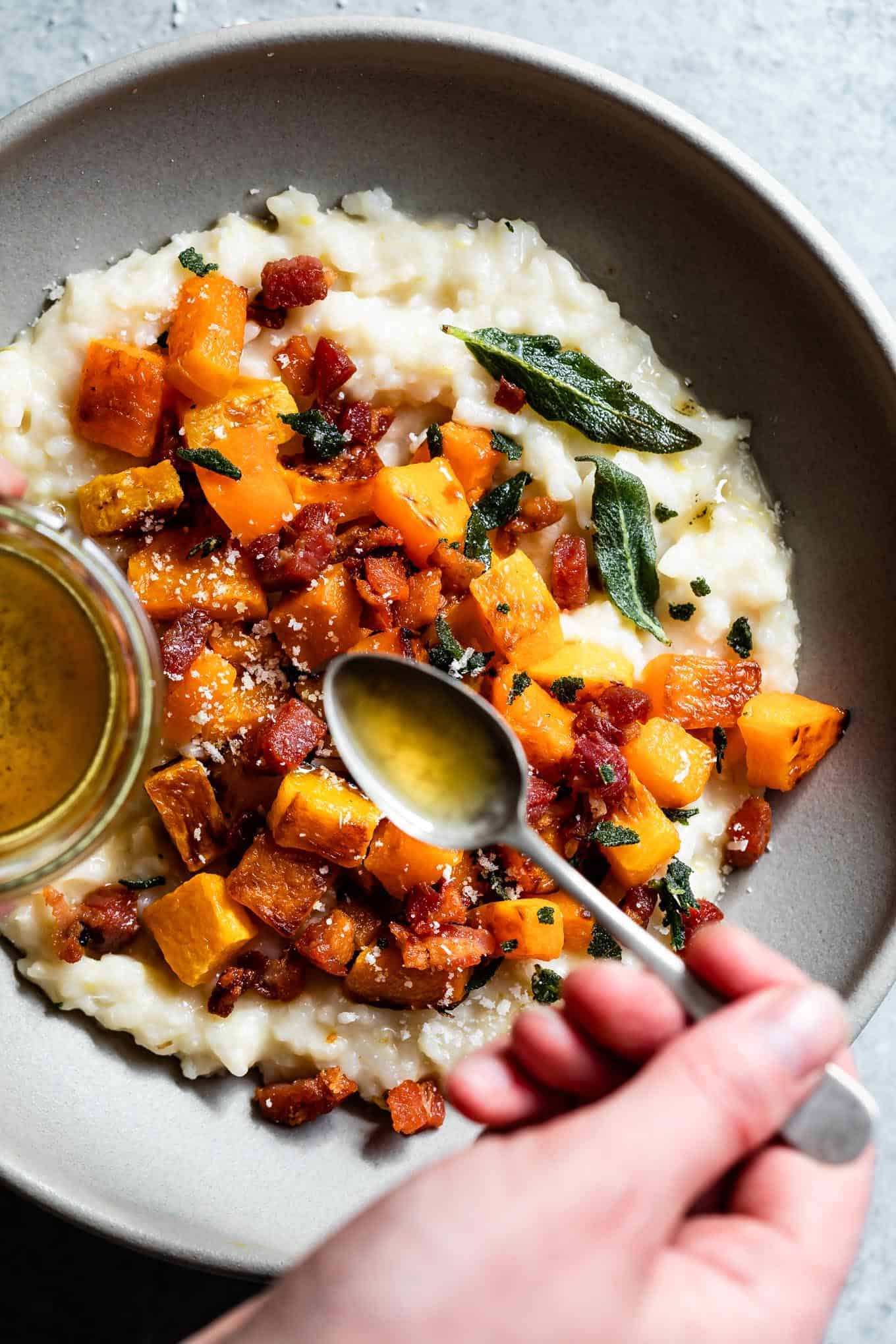 Roasted Butternut Squash Risotto with Sage Oil