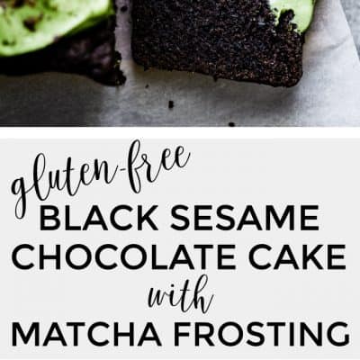 Gluten-Free Chocolate Black Sesame Cake with Matcha Whipped Mascarpone