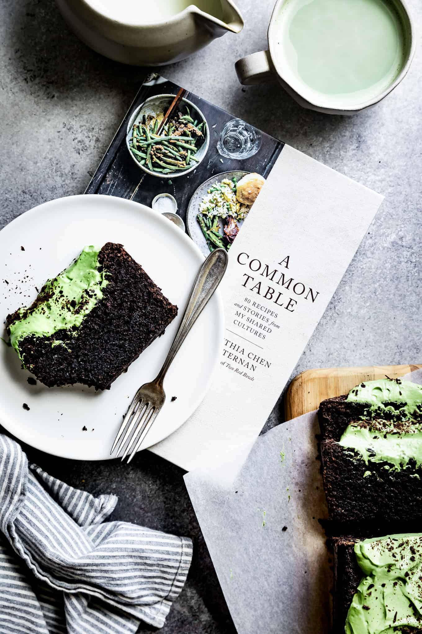 Chocolate Black Sesame Dessert Cake with Matcha Frosting