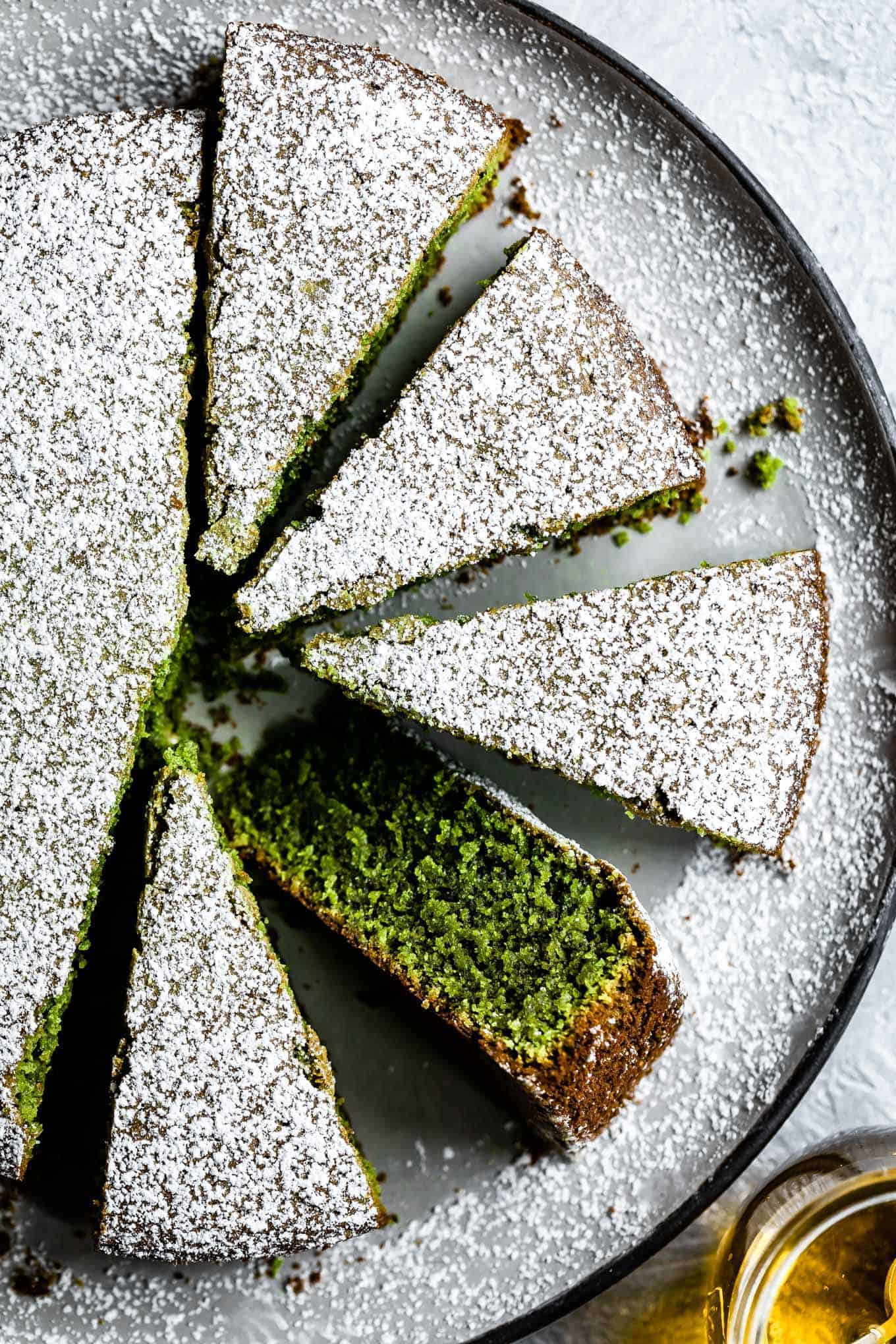 Gluten-Free Poppy Seed Olive Oil Matcha Cake