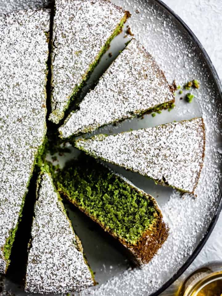 Gluten-Free Poppy Seed Olive Oil Matcha Cake