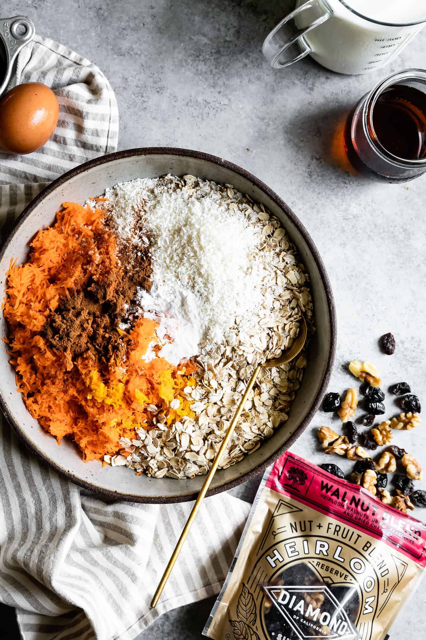 Baked Oatmeal Recipe with Carrots, Walnuts, and Dried Cherries and Cranberries