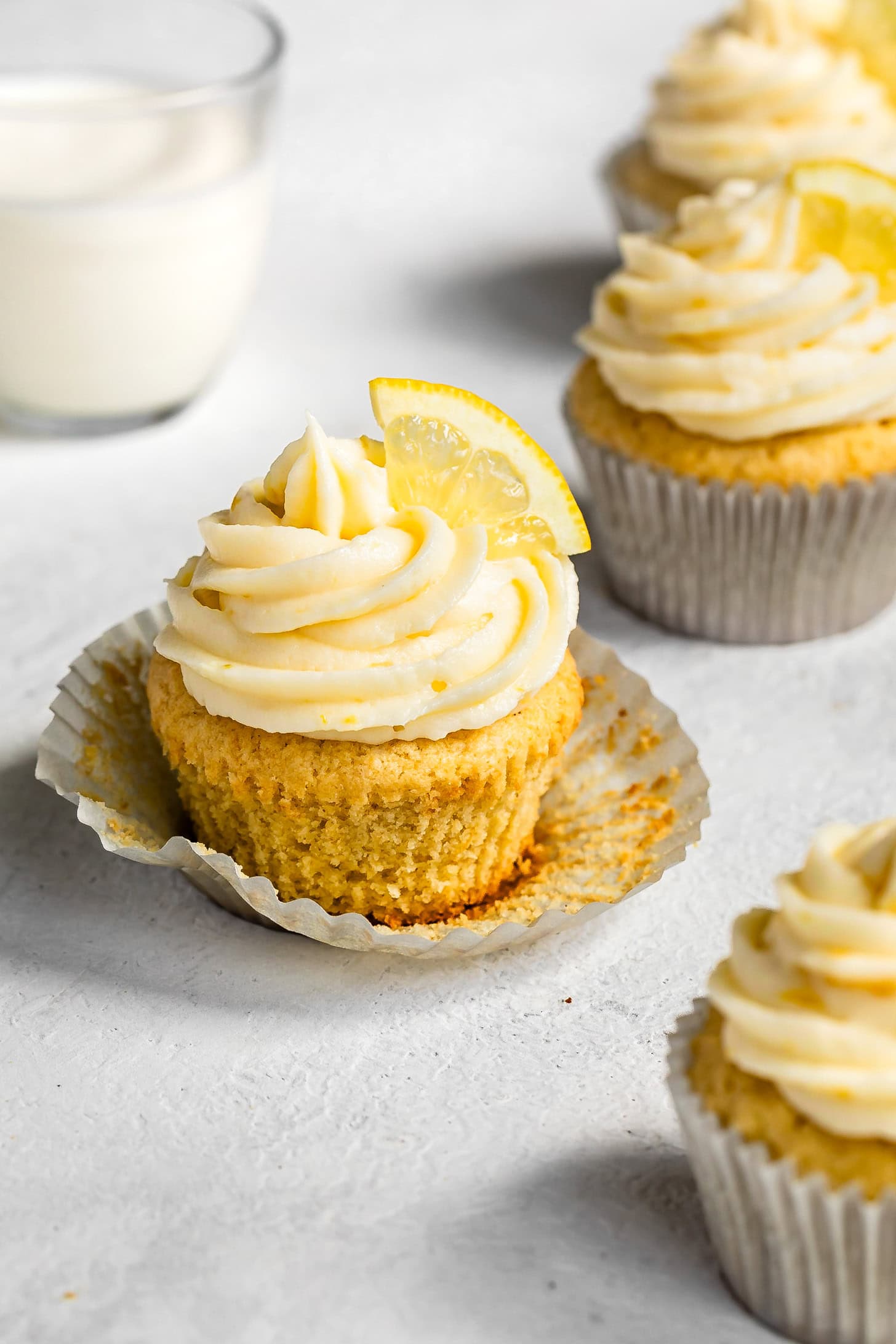 Wrapper off gluten-free lemon cupcake