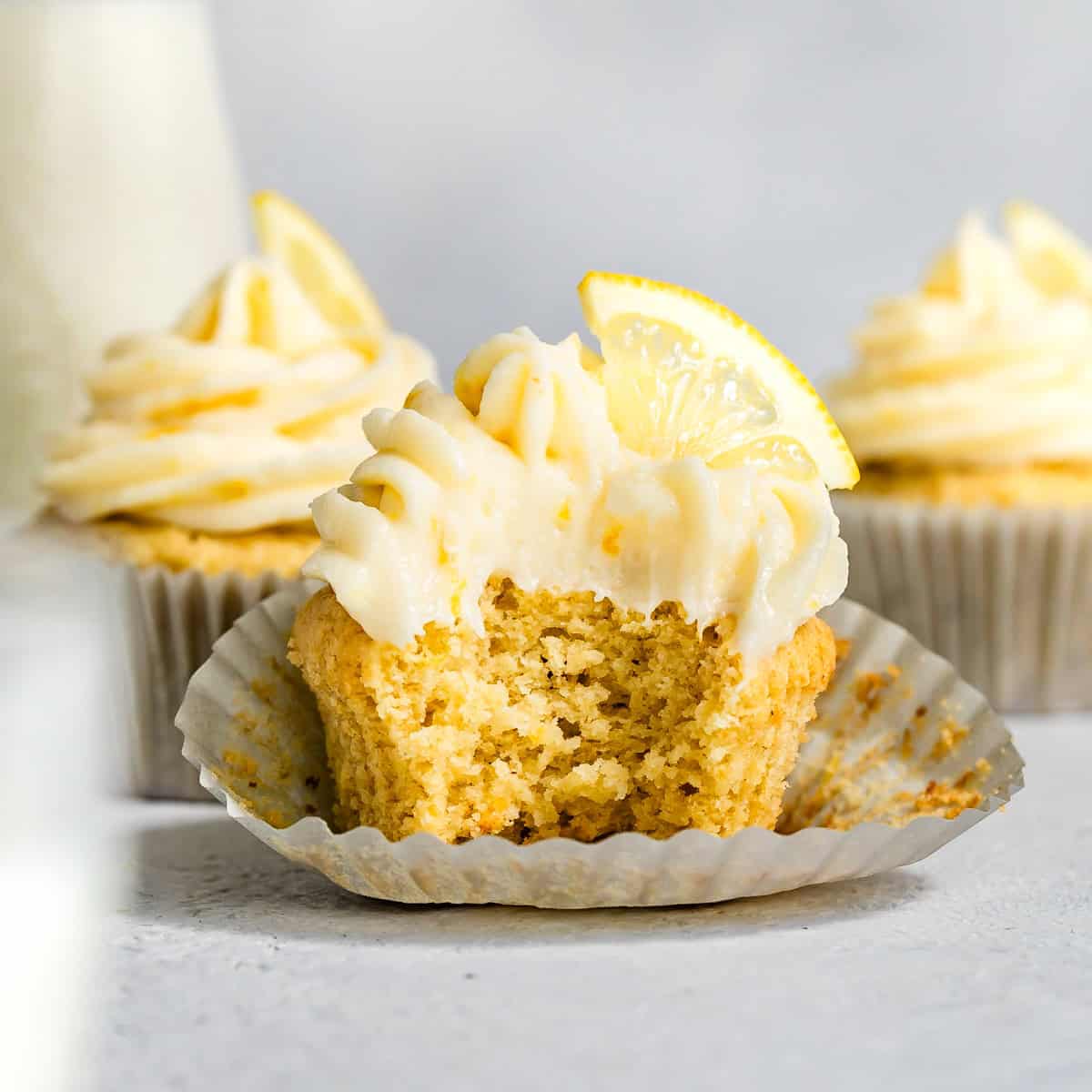 Bite of Gluten-Free Lemon Cupcake with Almond Flour
