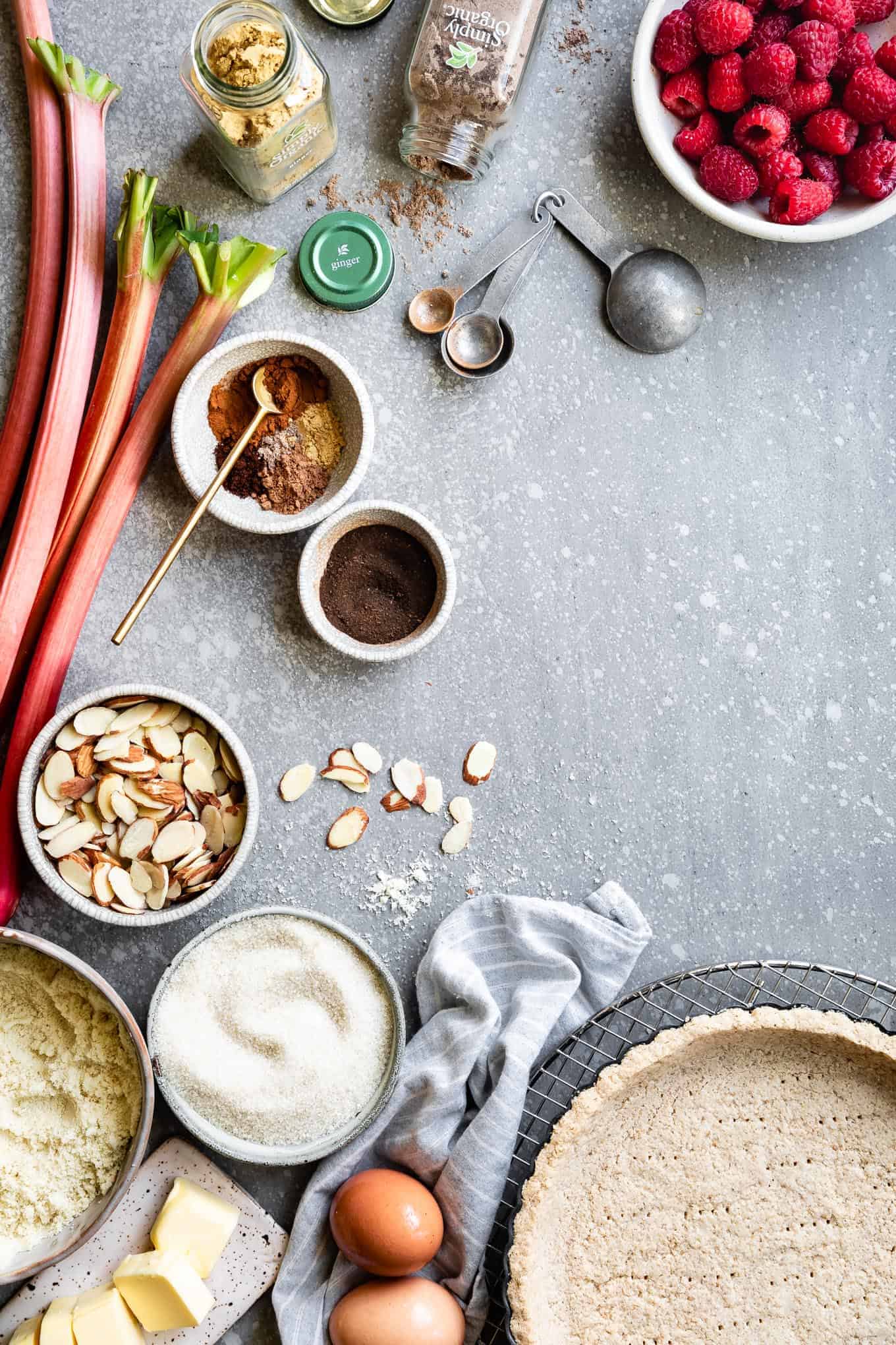 Rhubarb Raspberry Almond Tart