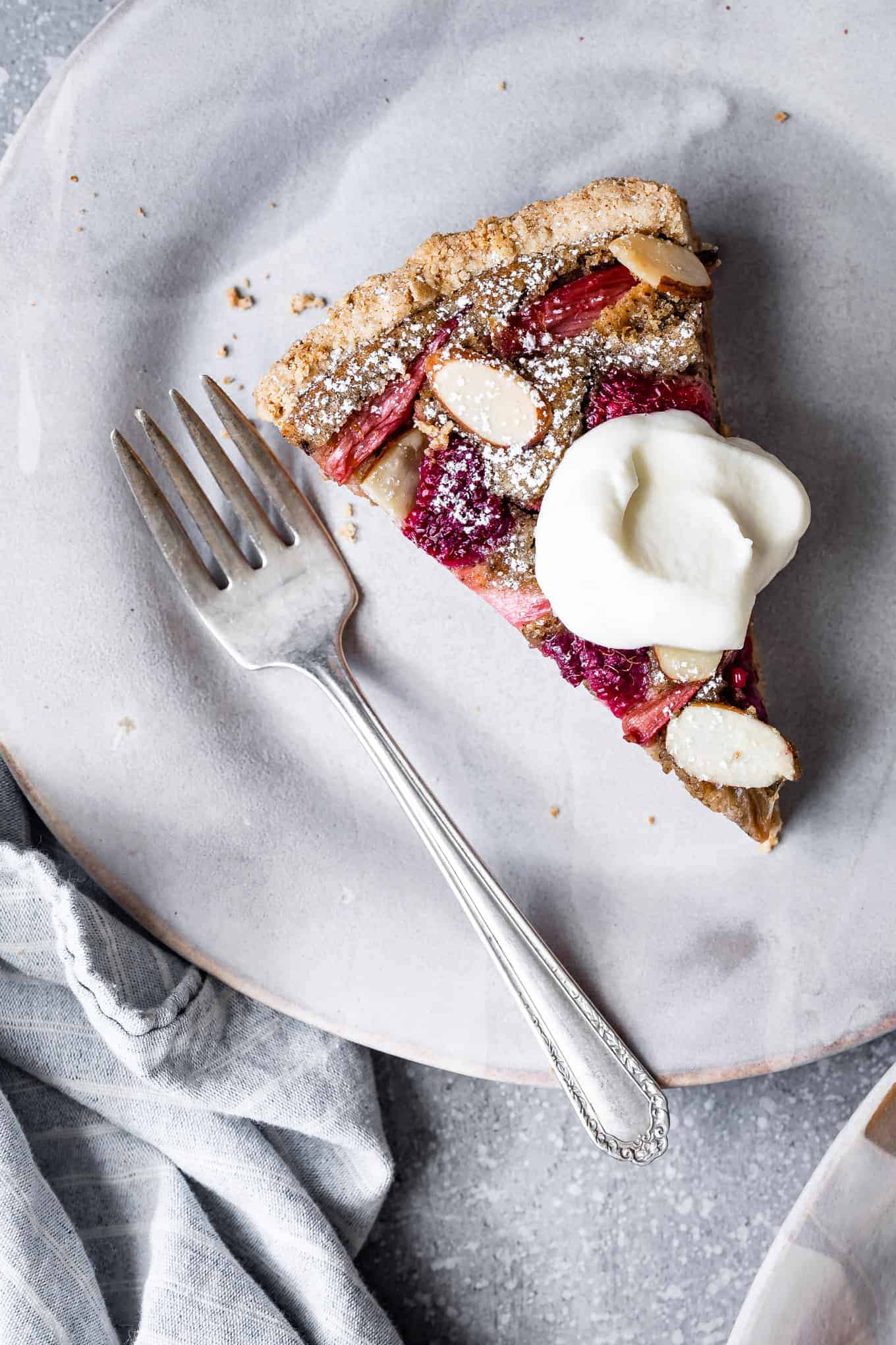 Gluten-Free Raspberry Rhubarb Almond Tart with Chai Spices