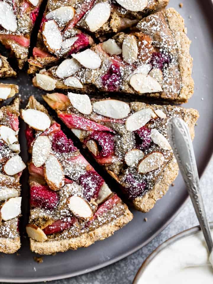 Rhubarb Raspberry Almond Tart