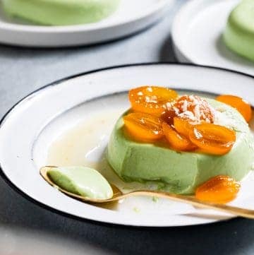 Matcha Panna Cotta with Candied Kumquats