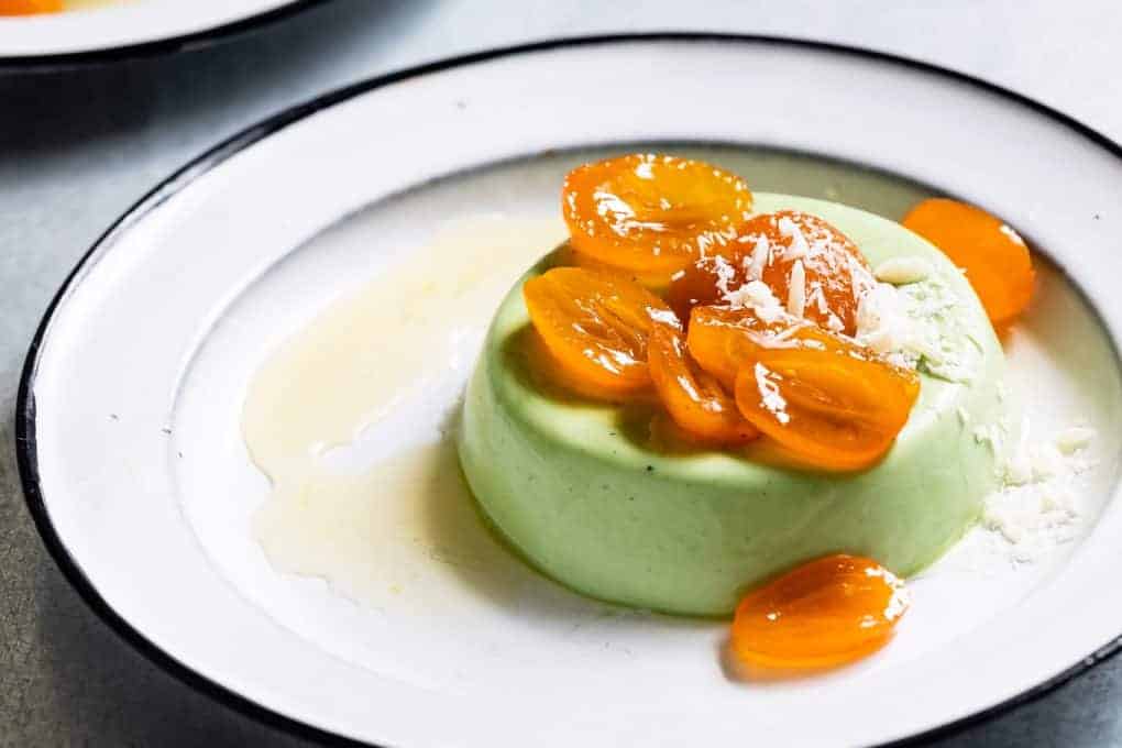Matcha Panna Cotta with Candied Kumquats Snixy Kitchen
