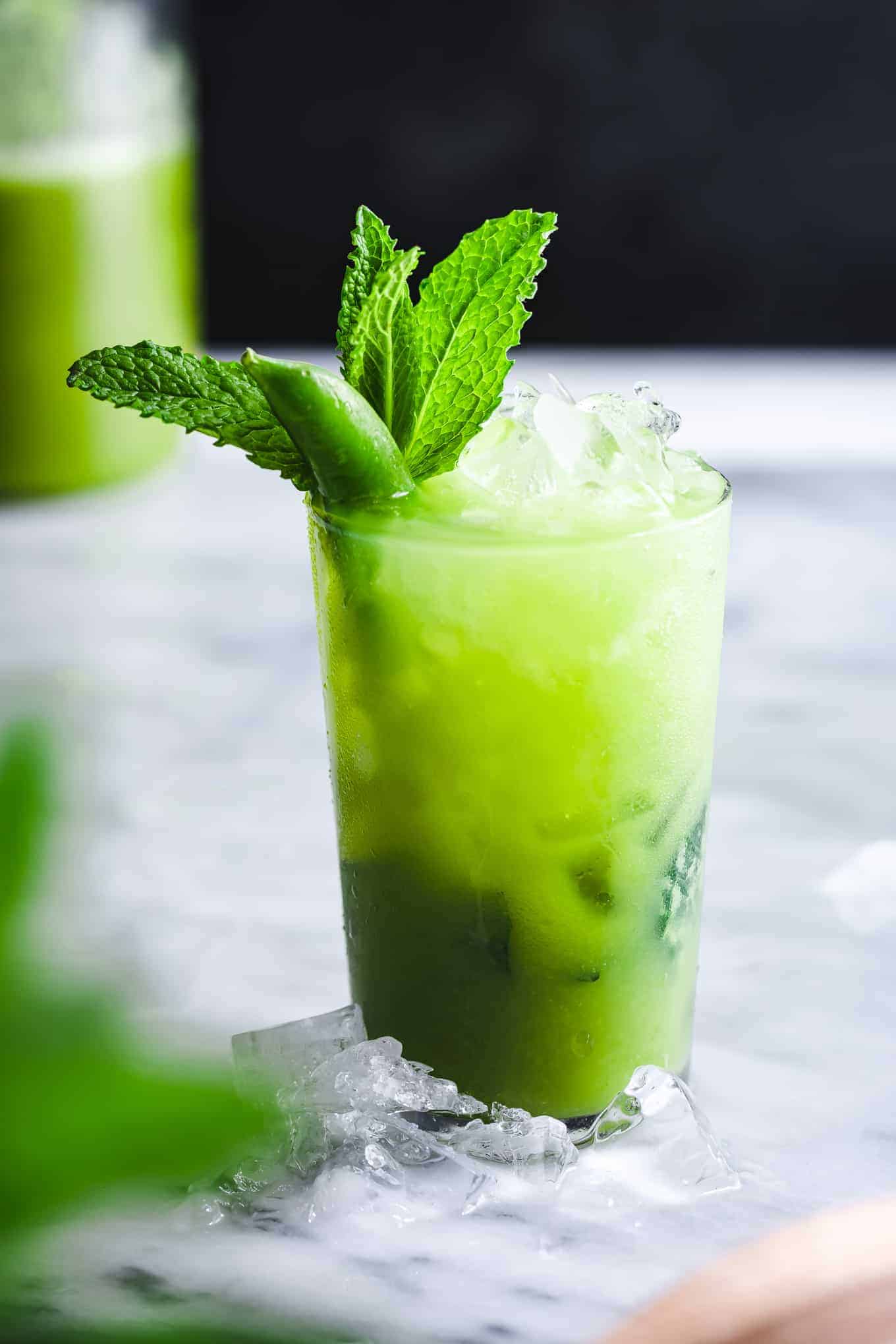 Green Mint Mocktail with Sugar Snap Peas