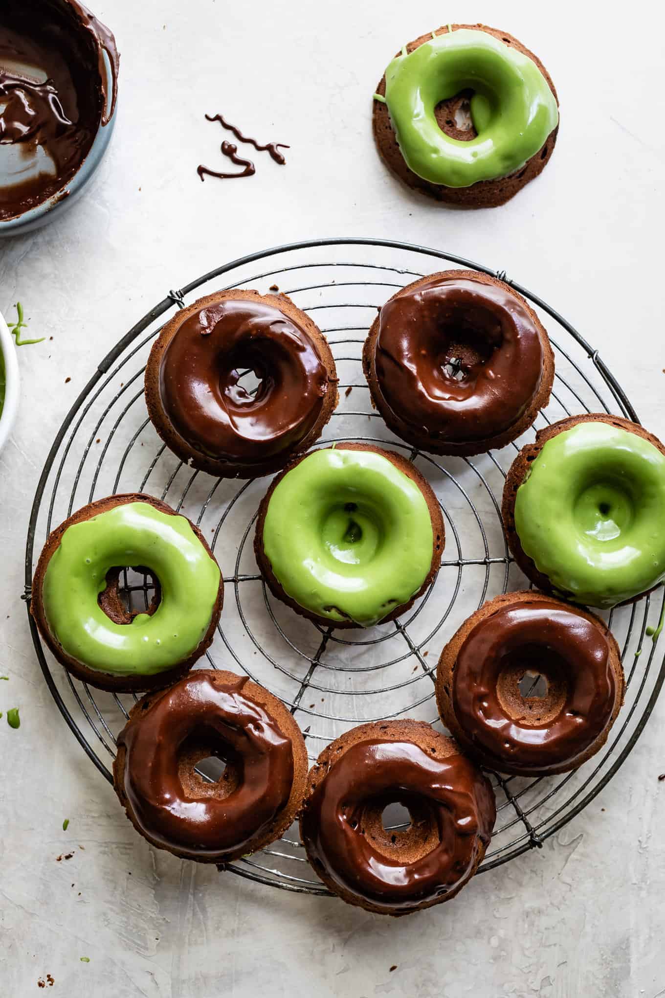 Mochi Donuts with Chocolate and Matcha