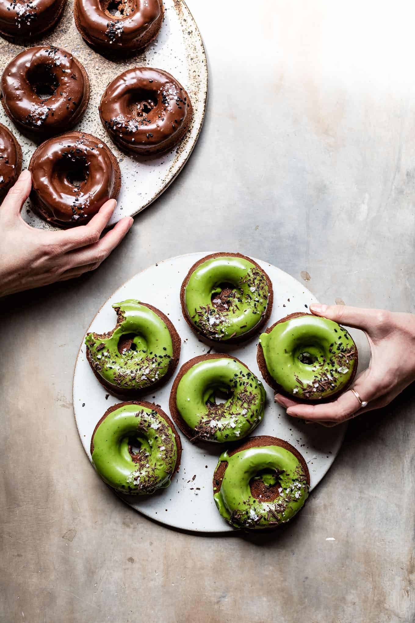 Chocolate Matcha Mochi Donuts