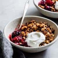 Vegan Triple Berry Crumble with Cinnamon Breadcrumbs