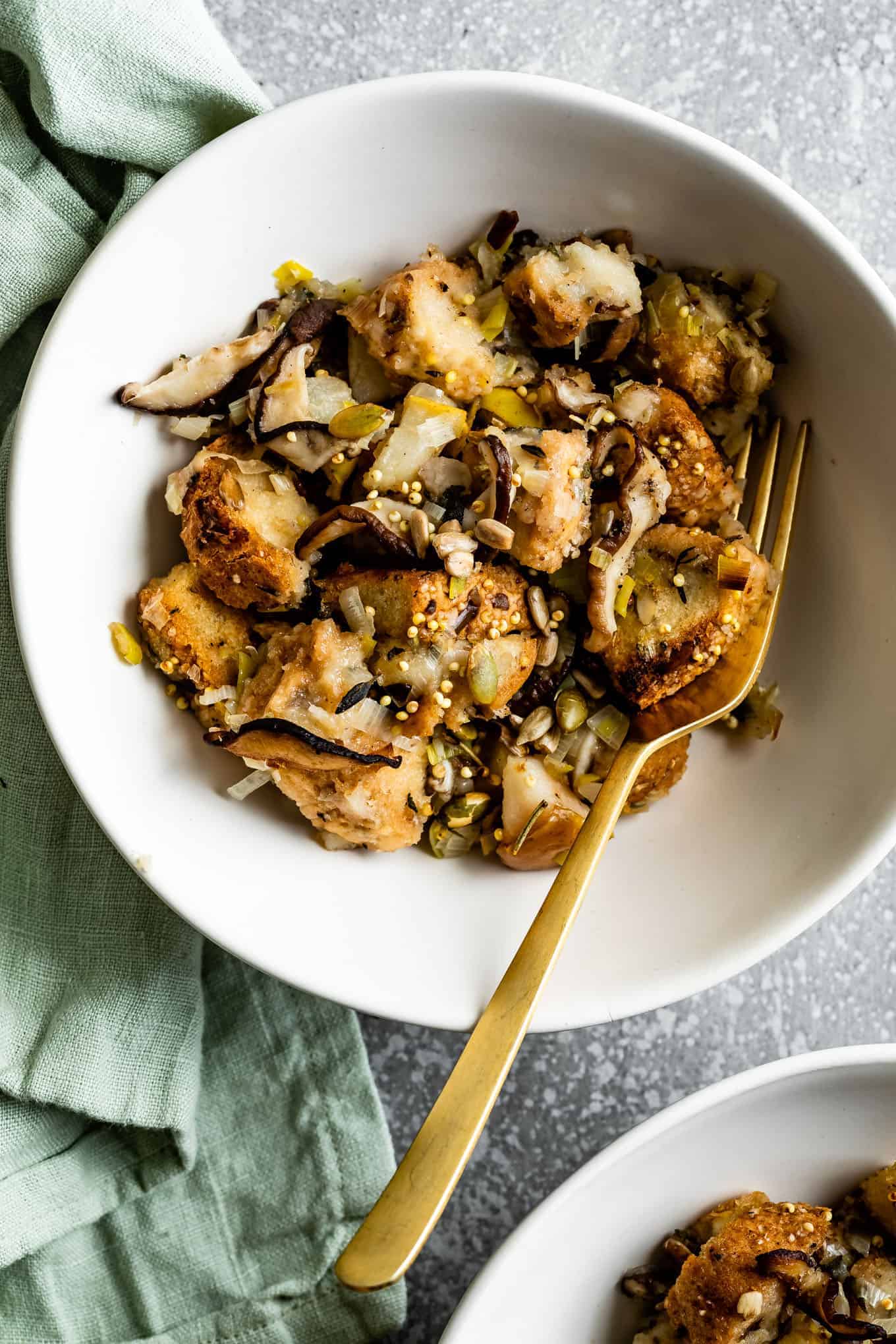 Vegan Gluten-Free Stuffing with Mushrooms & Pears