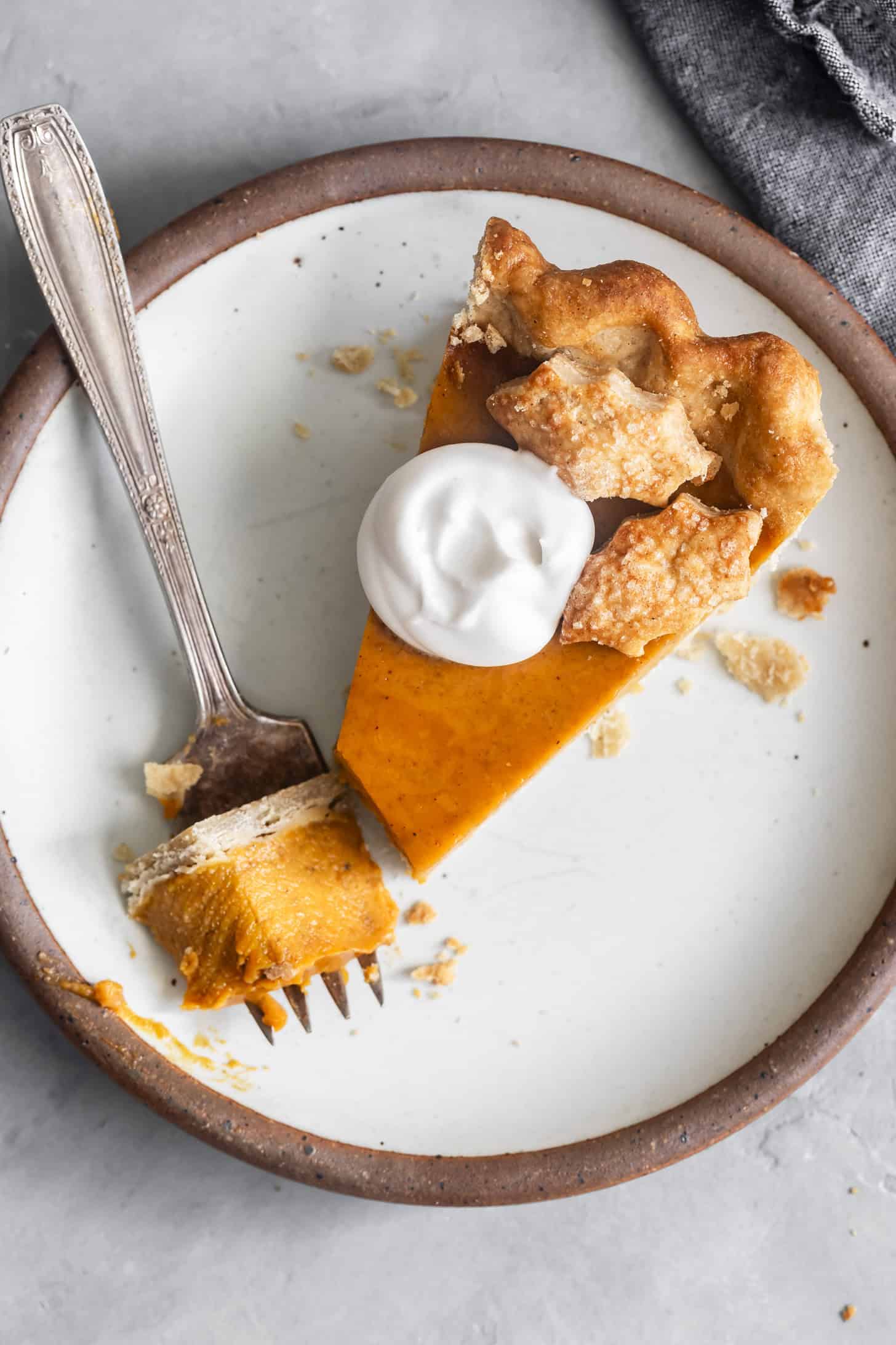 Slice of Gluten-Free Dairy-Free Pumpkin Pie with Flaky Pie Crust