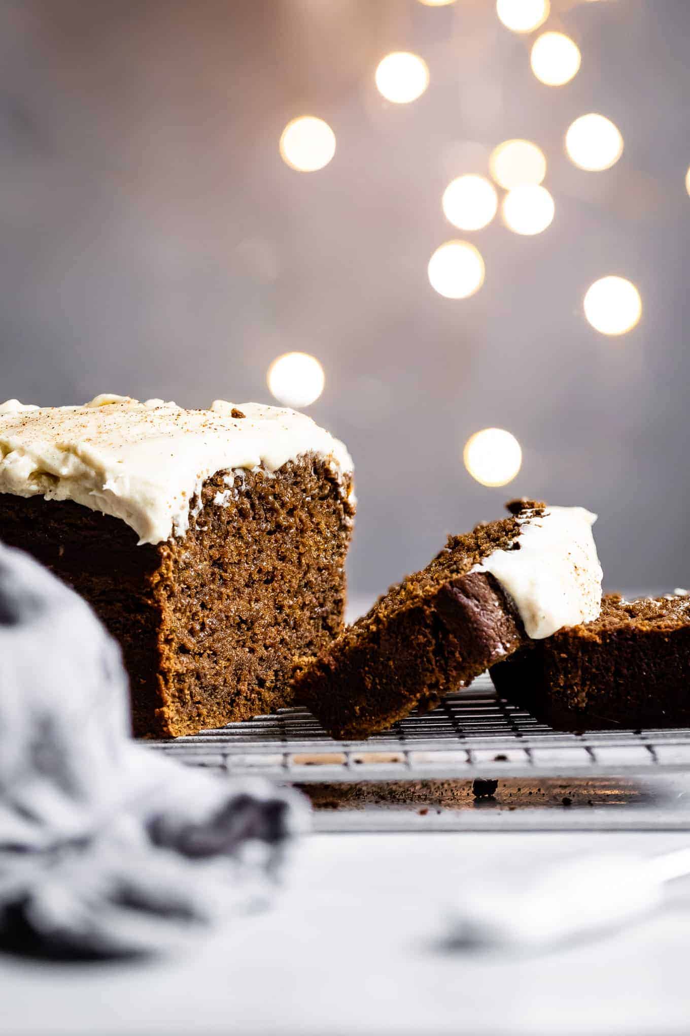 Gluten-Free Gingerbread Loaf with Eggnog Frosting