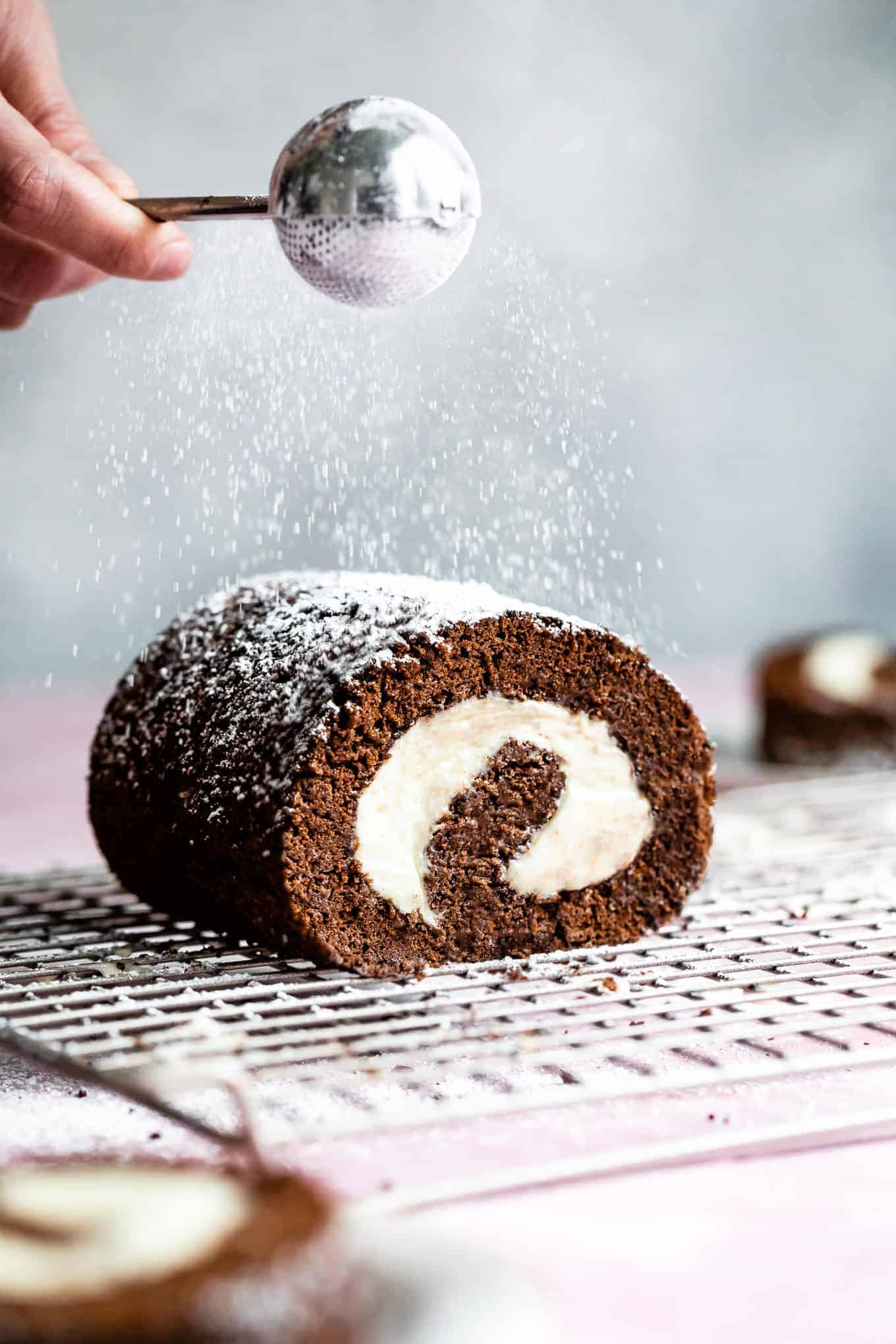 Chocolate Roll Cake with Cream Cheese Filling