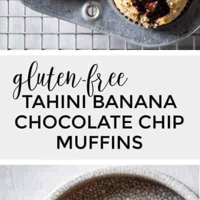 Healthy Banana Chocolate Chip Muffins with Tahini