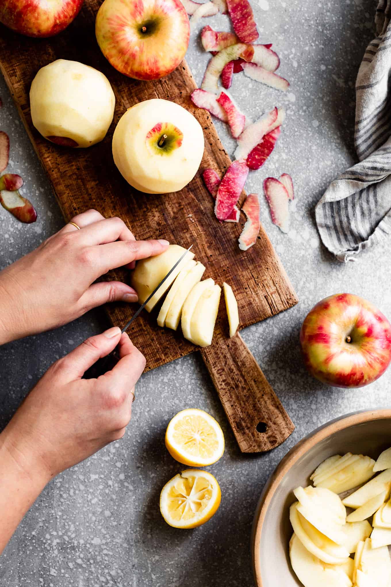 Slicing Apples for Gluten-Free Apple Crisp