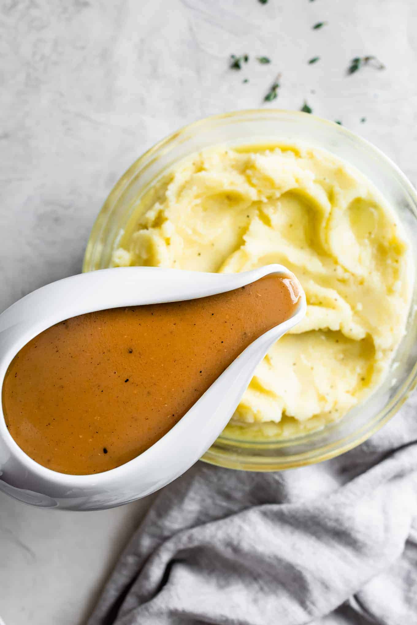 Pouring Make-Ahead Gluten-Free Turkey Gravy