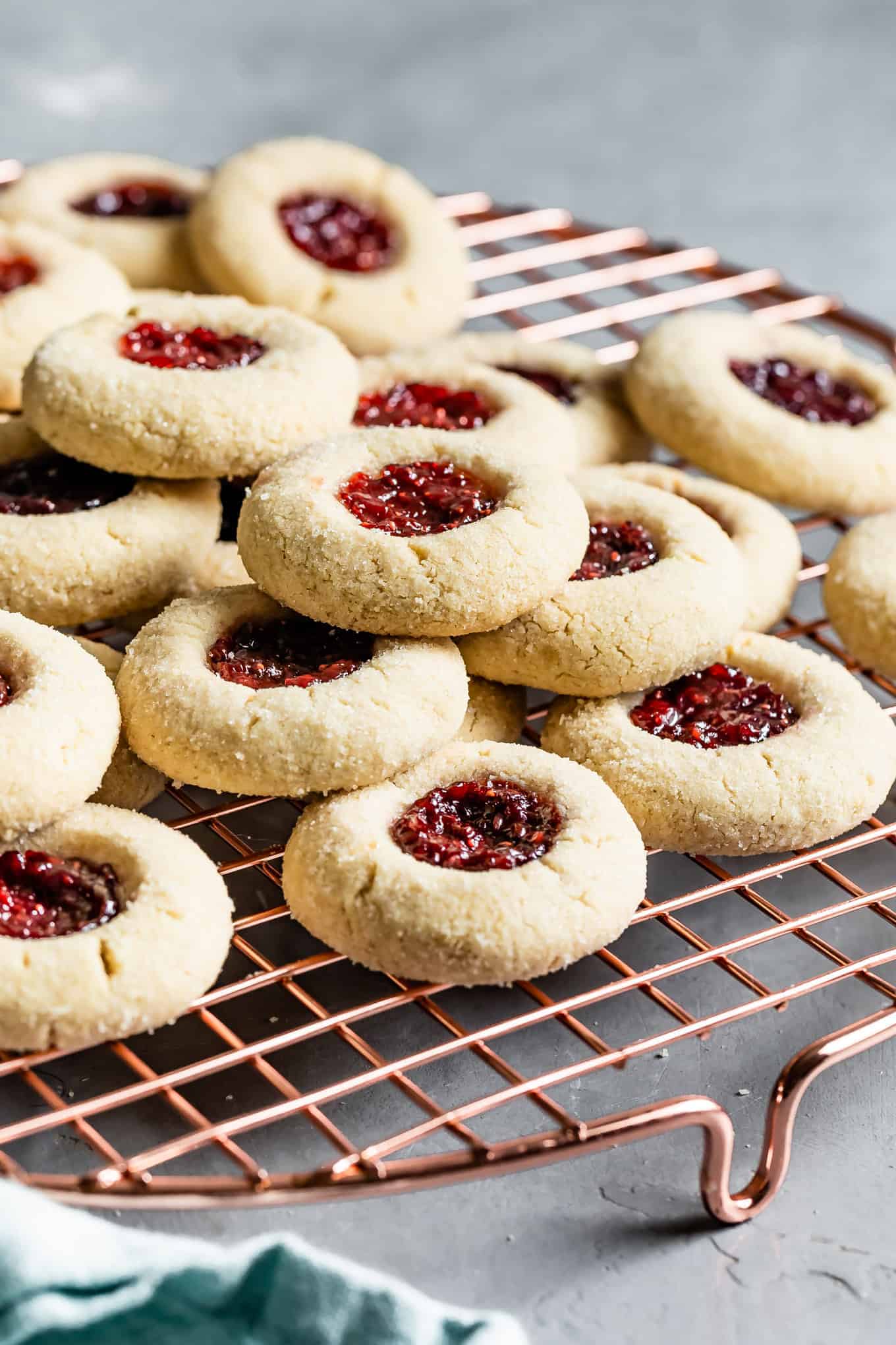 Gluten-Free Almond Thumbprint Cookies with Raspberry and Strawberry Jam