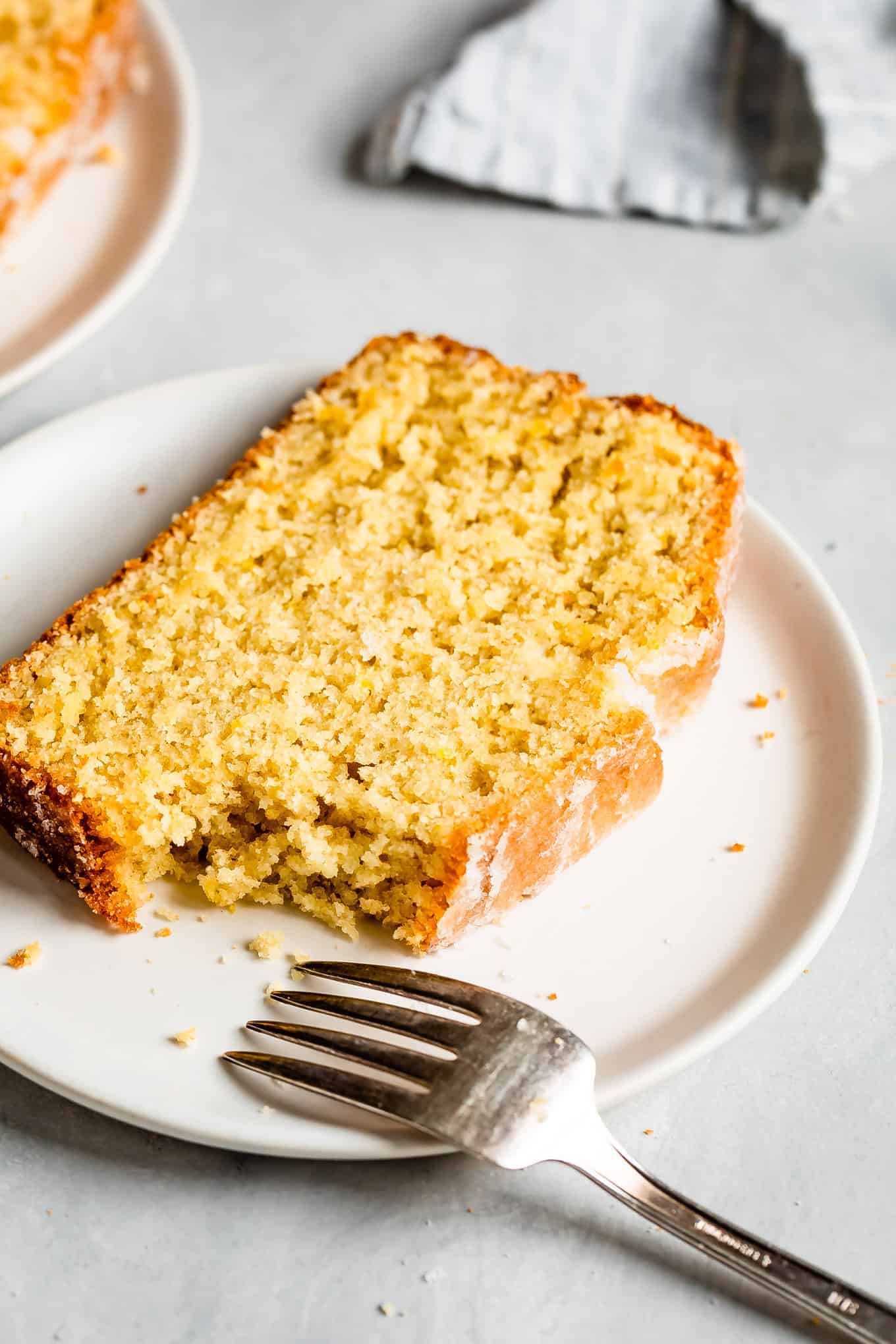 Gluten-Free Lemon Loaf Slice on Plate