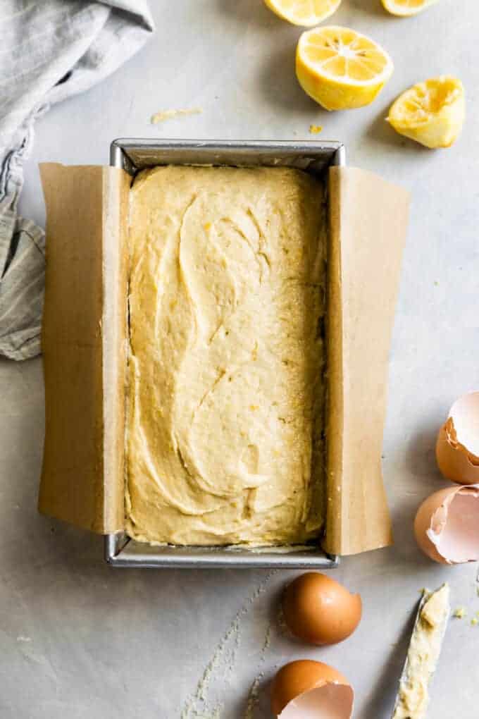 Gluten-Free Lemon Cake Batter in Pan