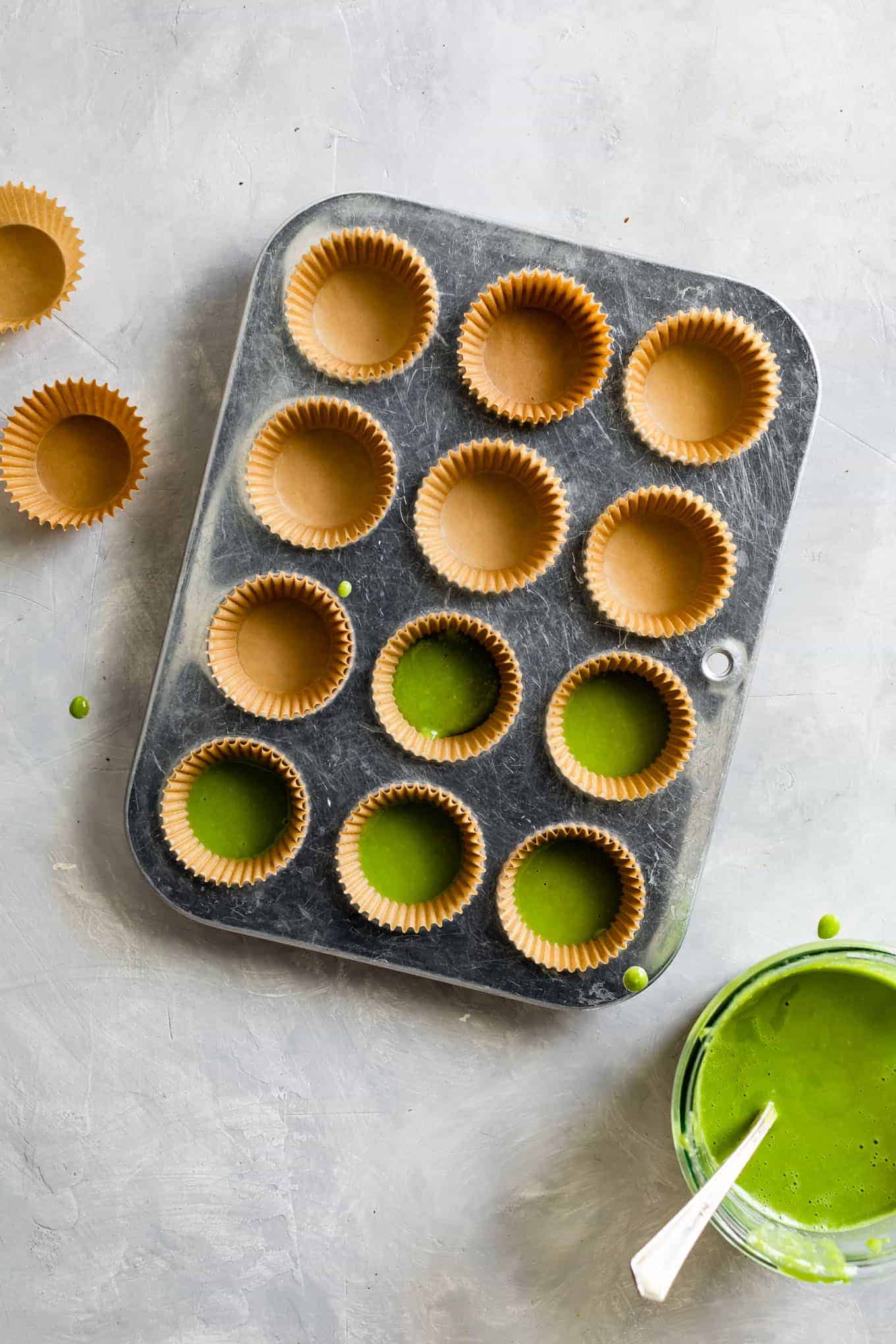 How to Make Matcha Almond Butter Cups in Muffin Pan