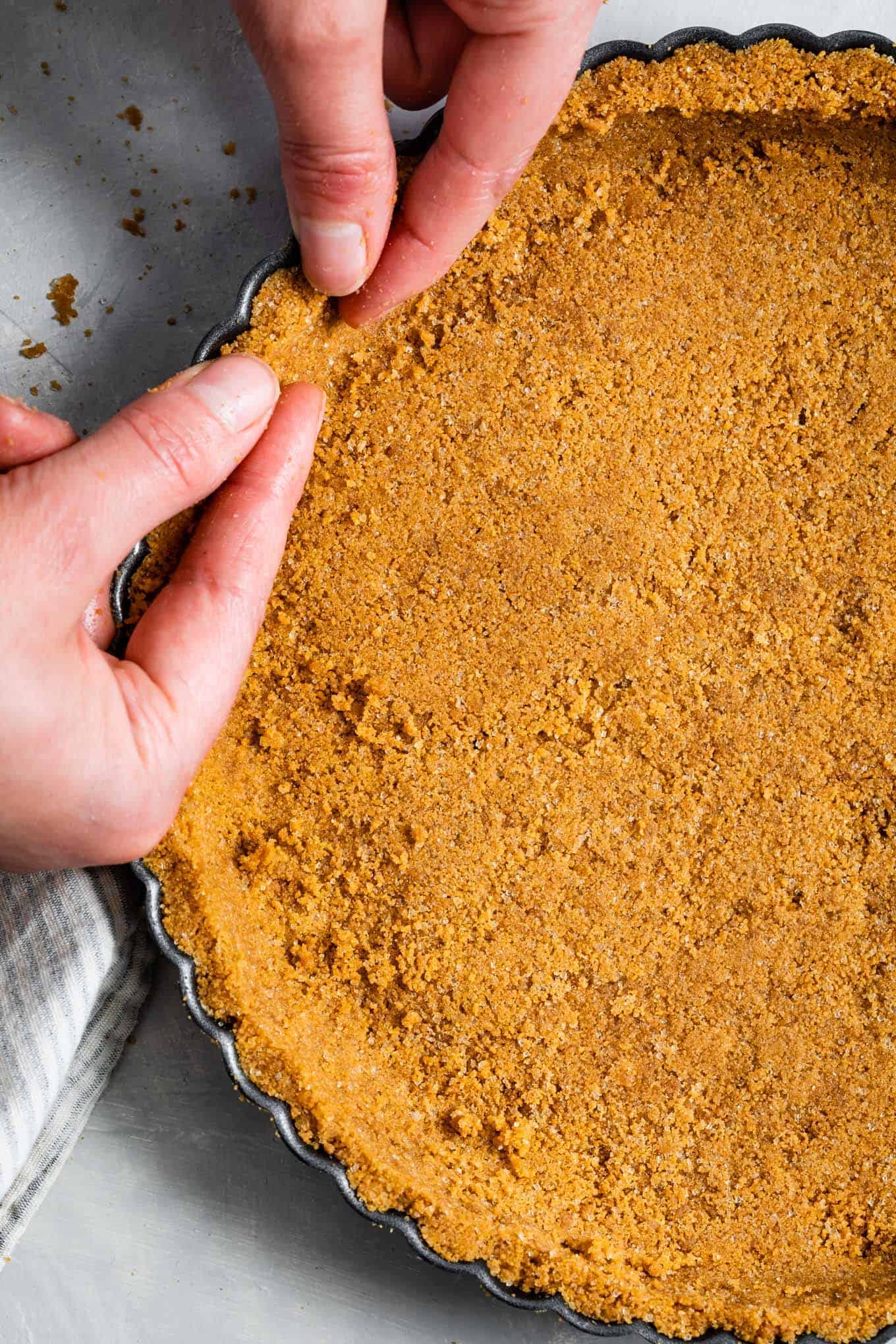 Gluten-Free Graham Cracker Cheesecake Crust in Tart Pan