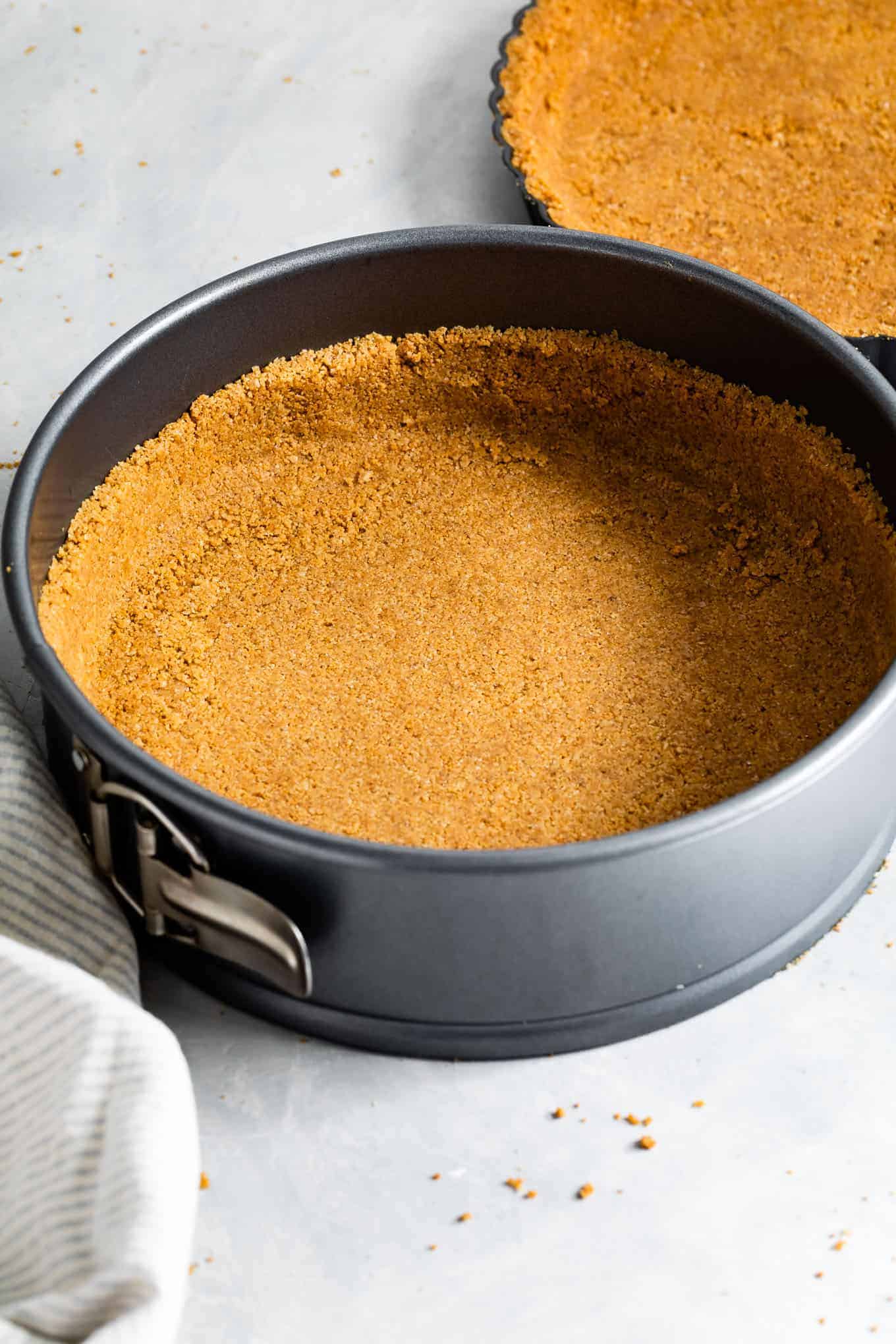 Gluten-Free Graham Cracker Cheesecake Crust in Springform Pan