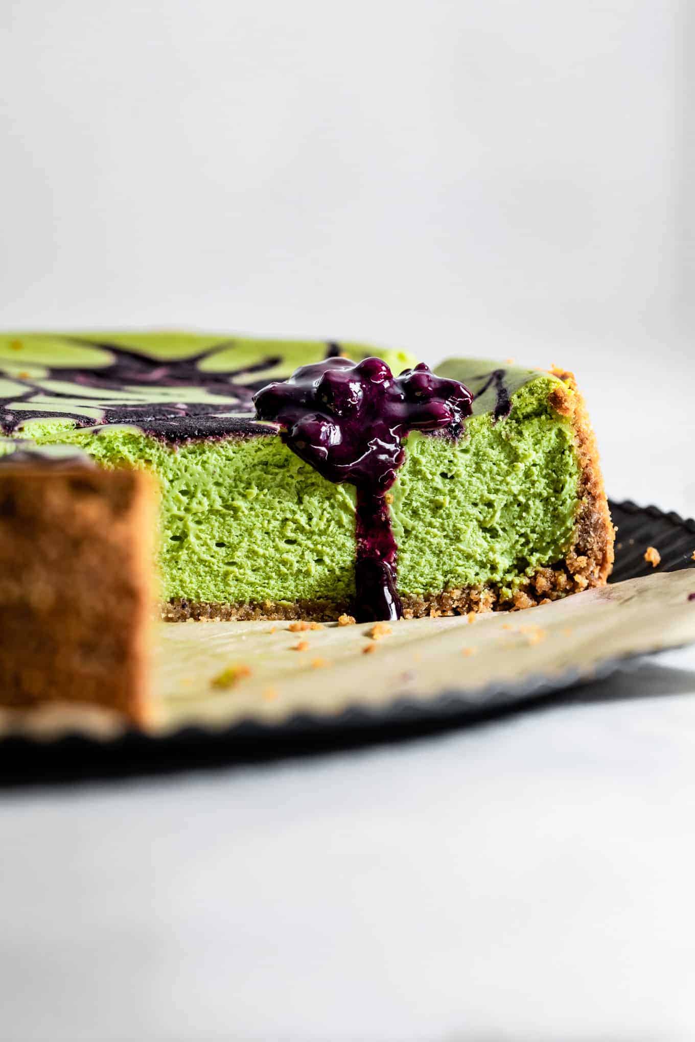 Slice of Matcha Cheesecake