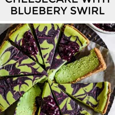 Matcha Cheesecake with Blueberry Swirl