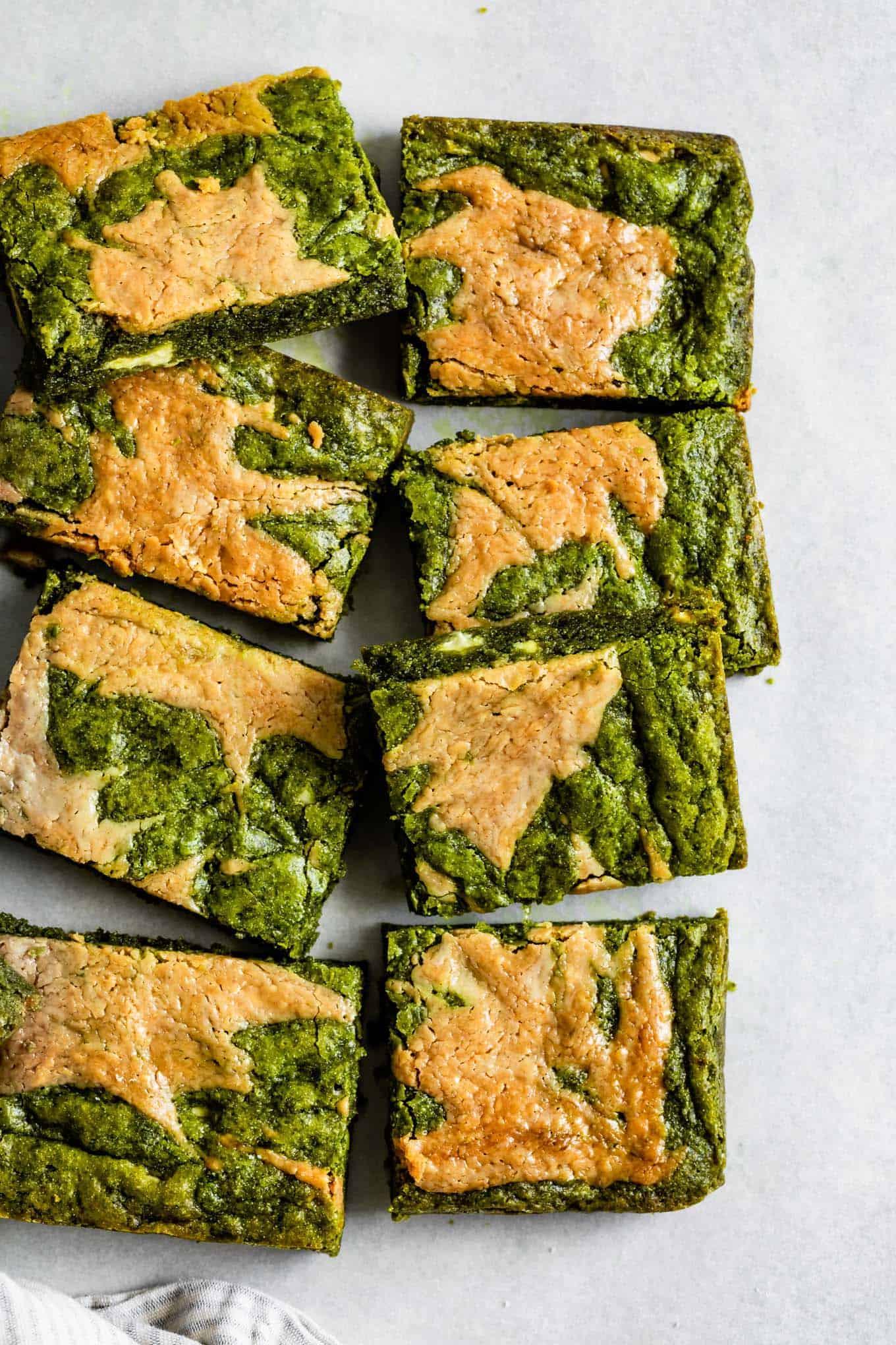 Close-up Gluten-Free Matcha Brownies