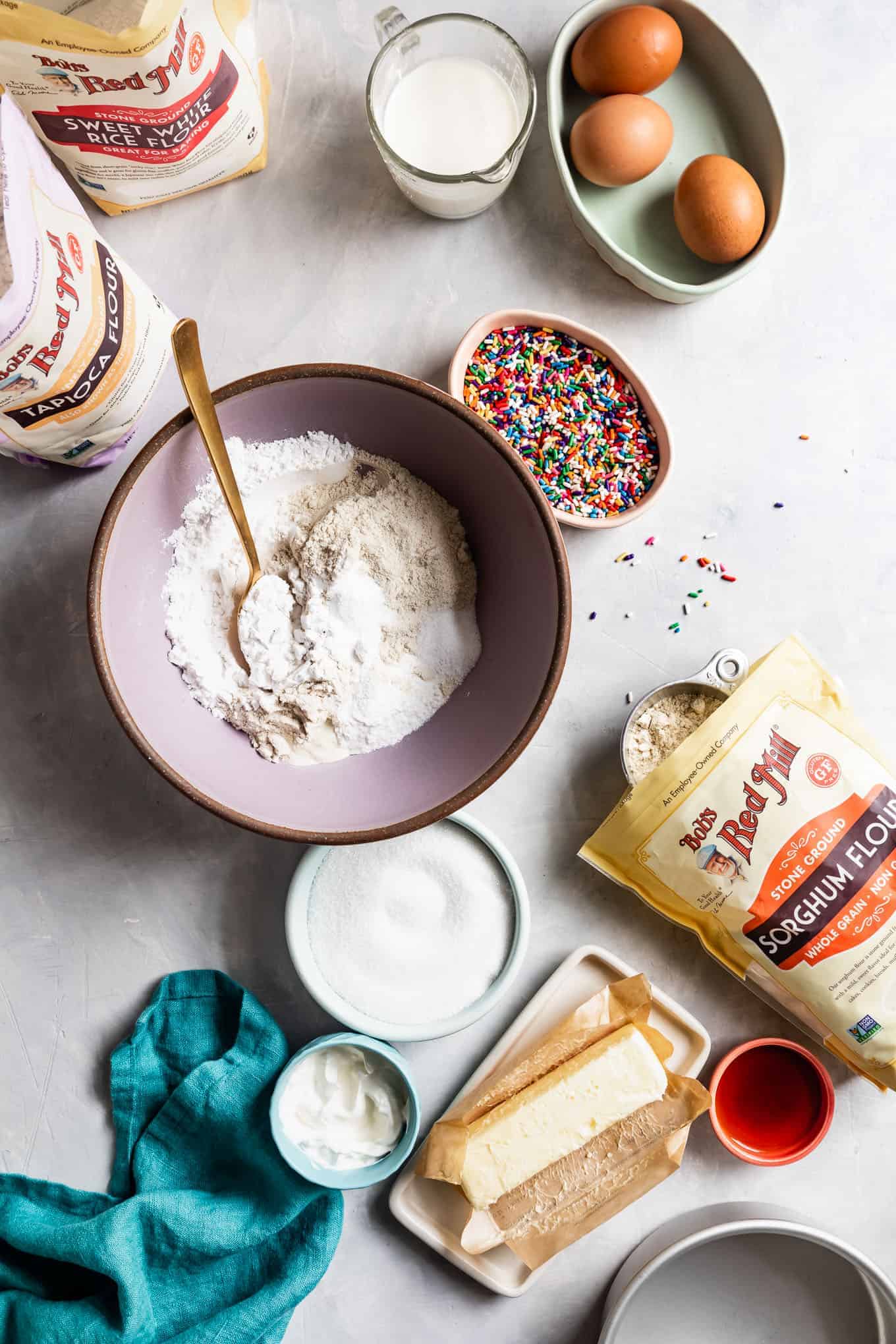 Ingredients for Gluten-Free Funfetti Cake