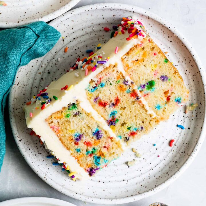 Slice of Gluten-Free Funfetti Birthday Cake