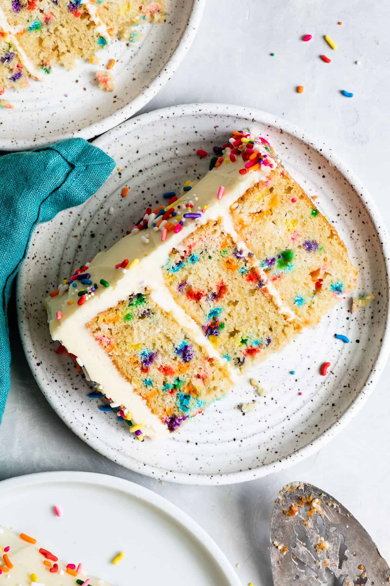 Slice of Gluten-Free Funfetti Birthday Cake