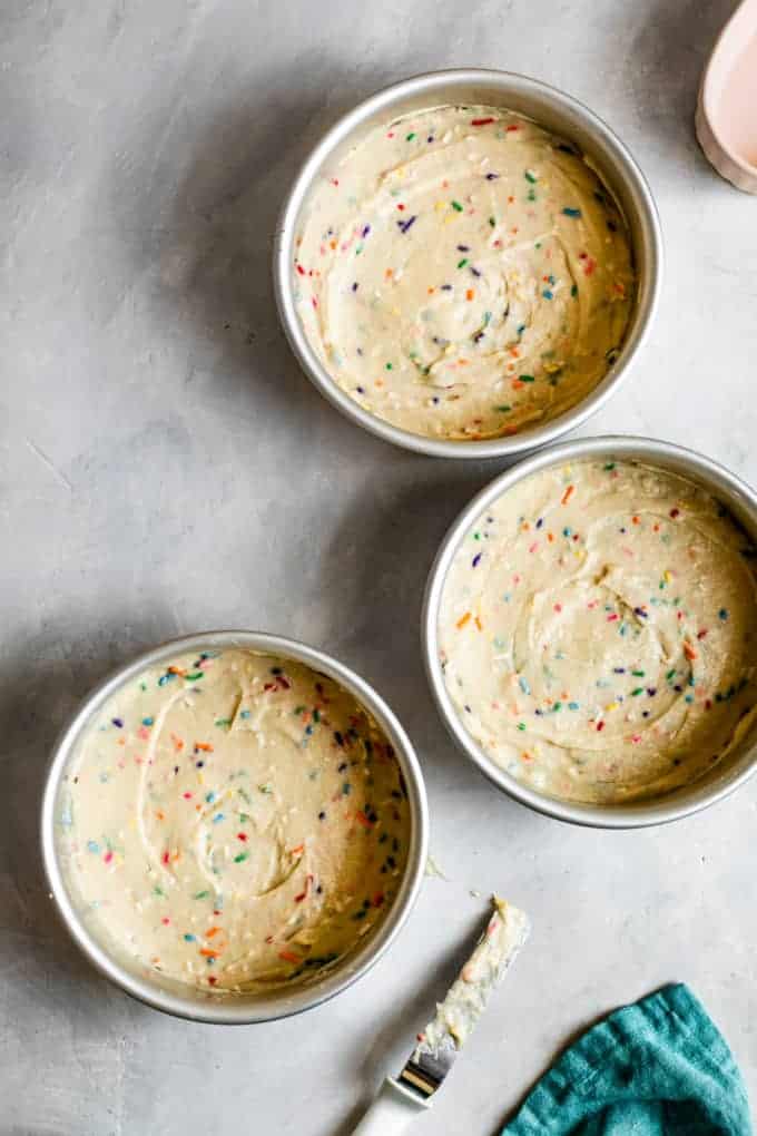 Gluten-Free Cake Batter in Cake Pans