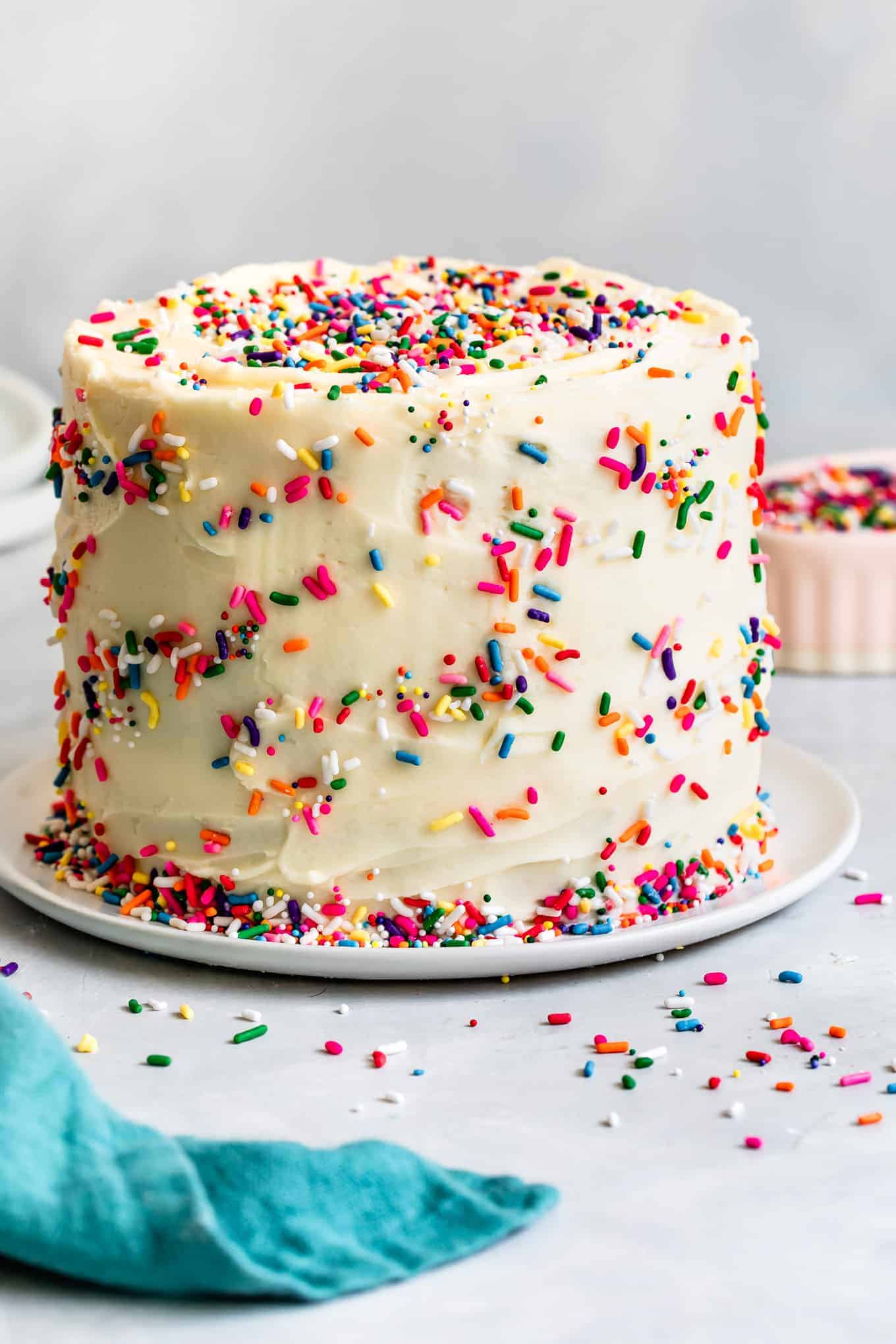 Frosted Gluten-Free Sprinkle Cake