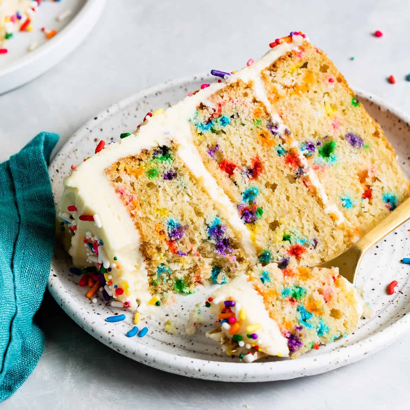 Slice of Gluten-Free Funfetti Birthday Cake