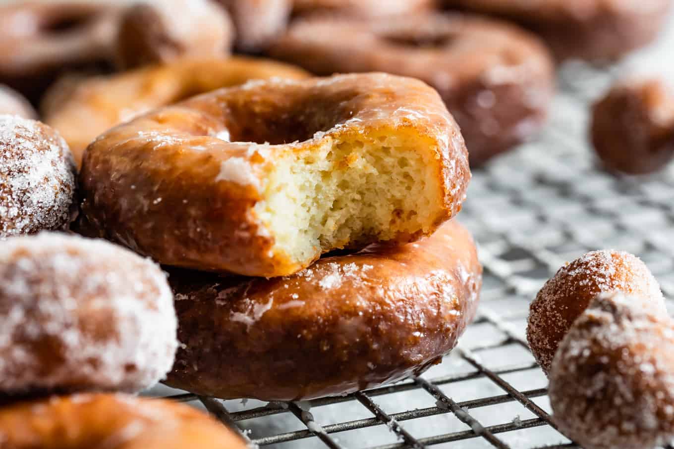 Bite of fried gluten-free donut