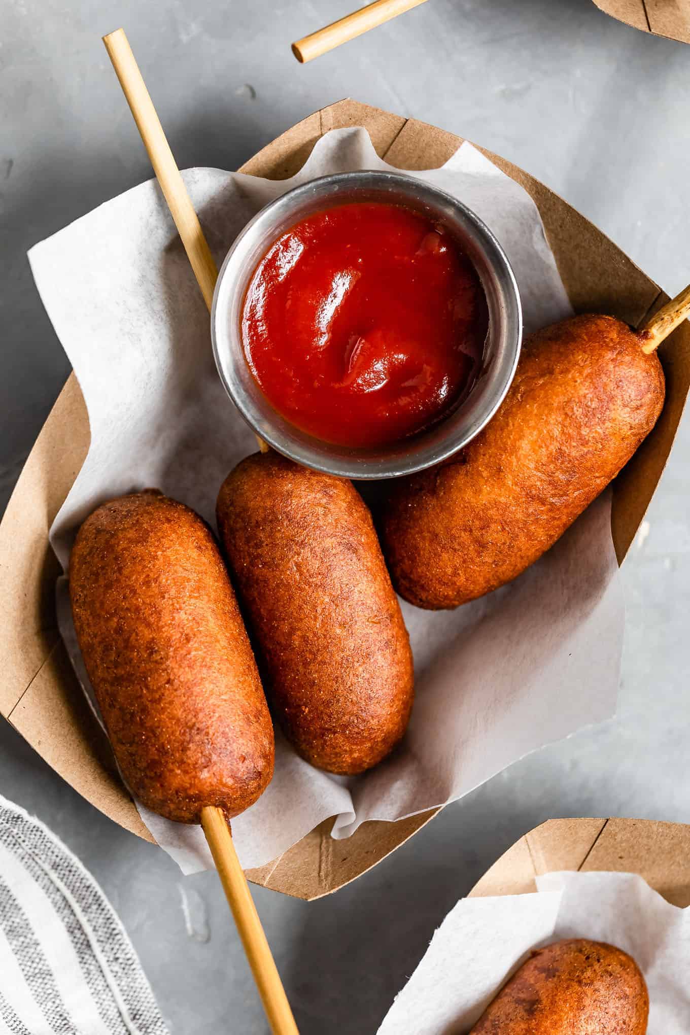 Gluten-Free Corn Dog Bites with Ketchup