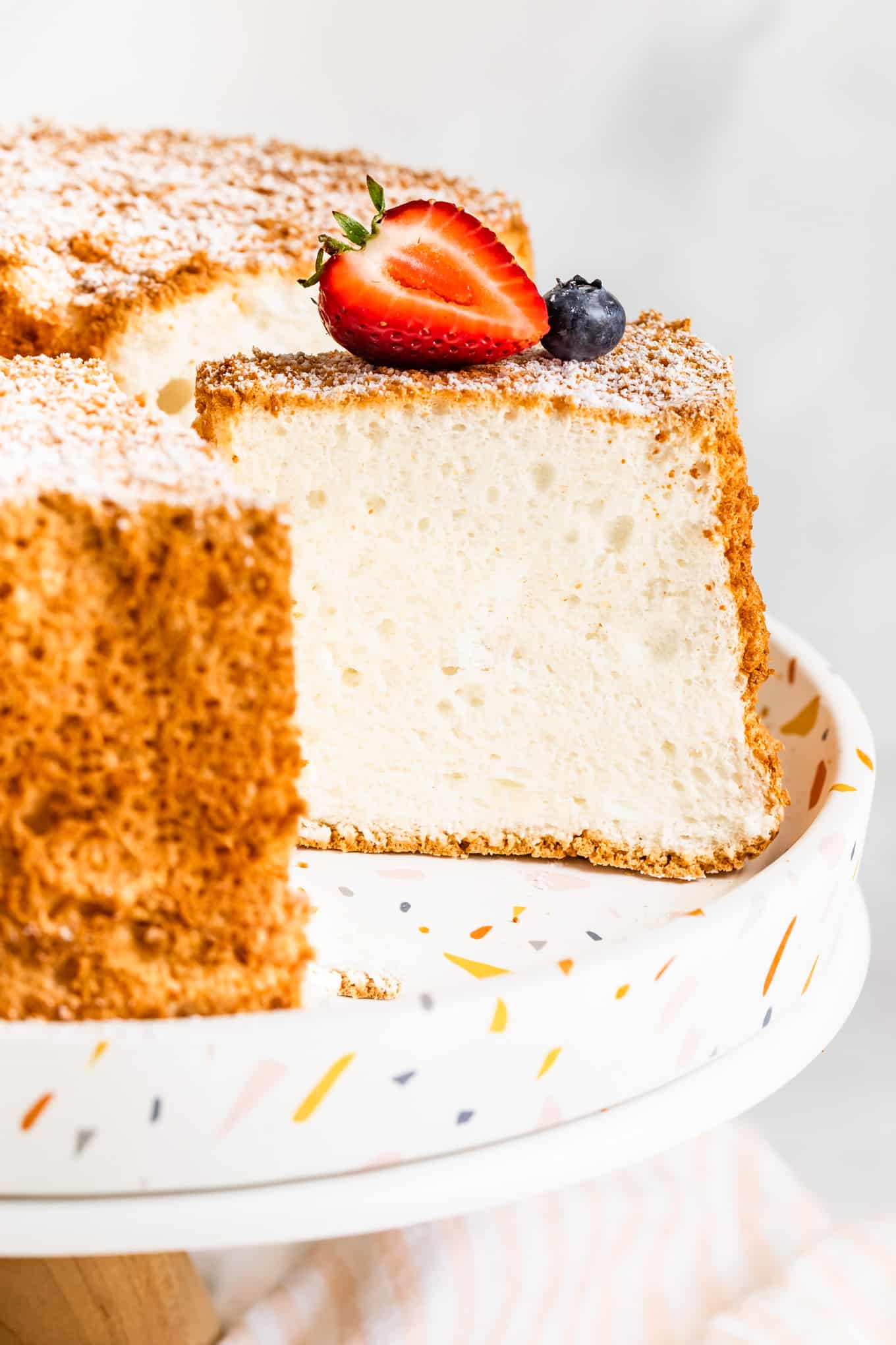 Close up of slice of Gluten-Free Angel Food Cake