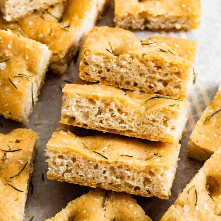 Close-up of Gluten-Free Focaccia Air Pockets