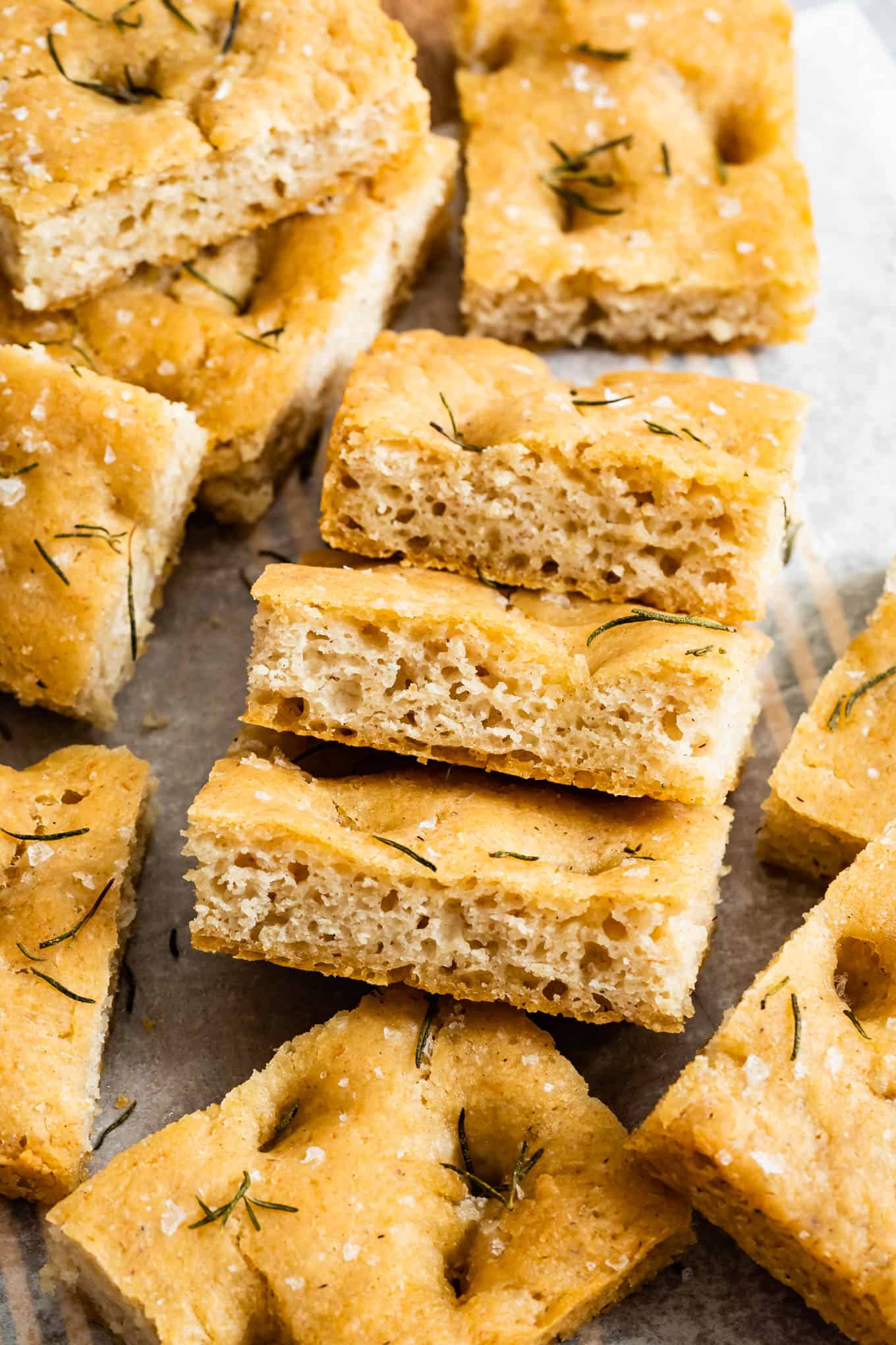 Close-up of Gluten-Free Focaccia Air Pockets