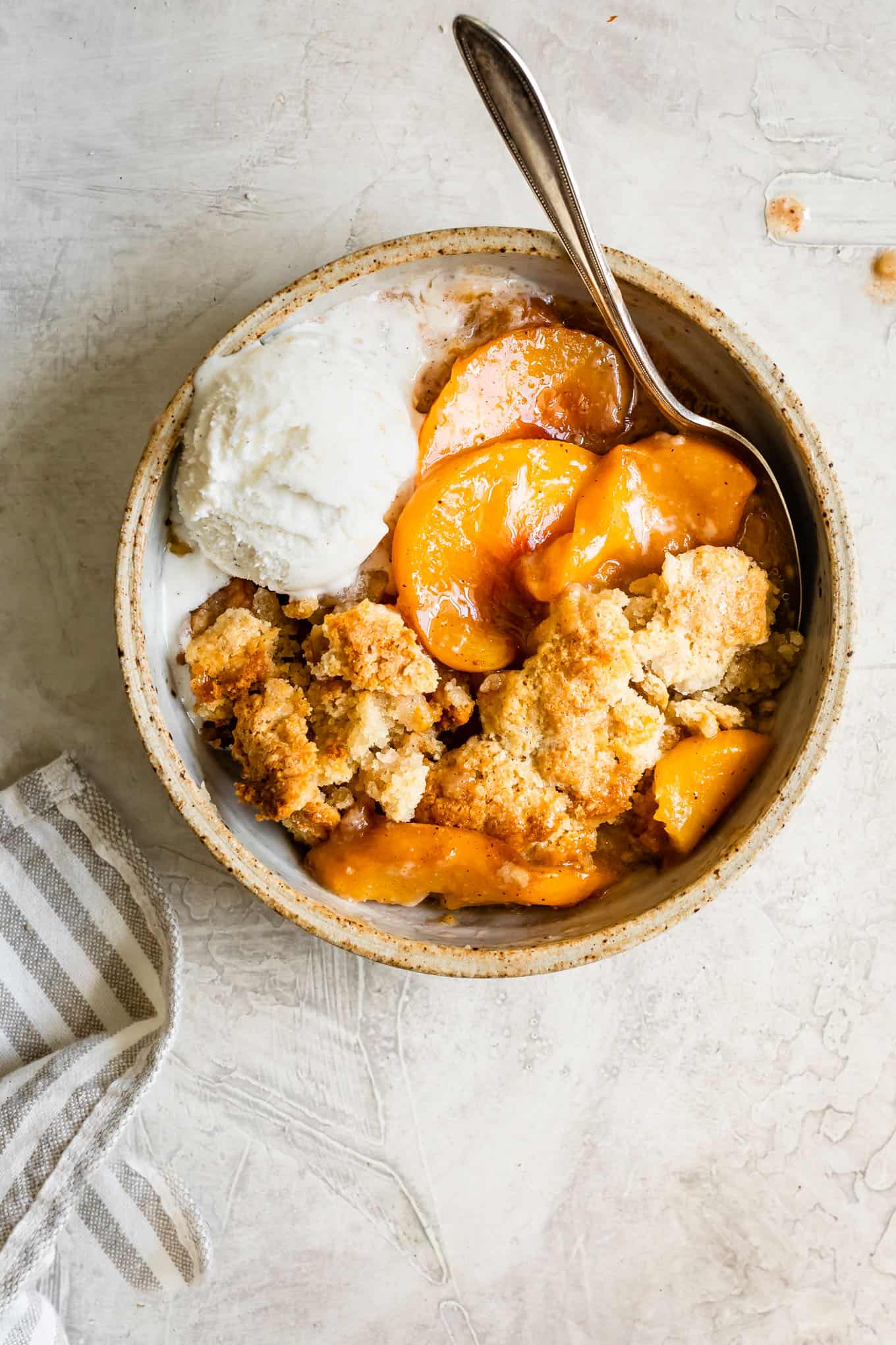 Bowl of Gluten-Free Peach Cobbler