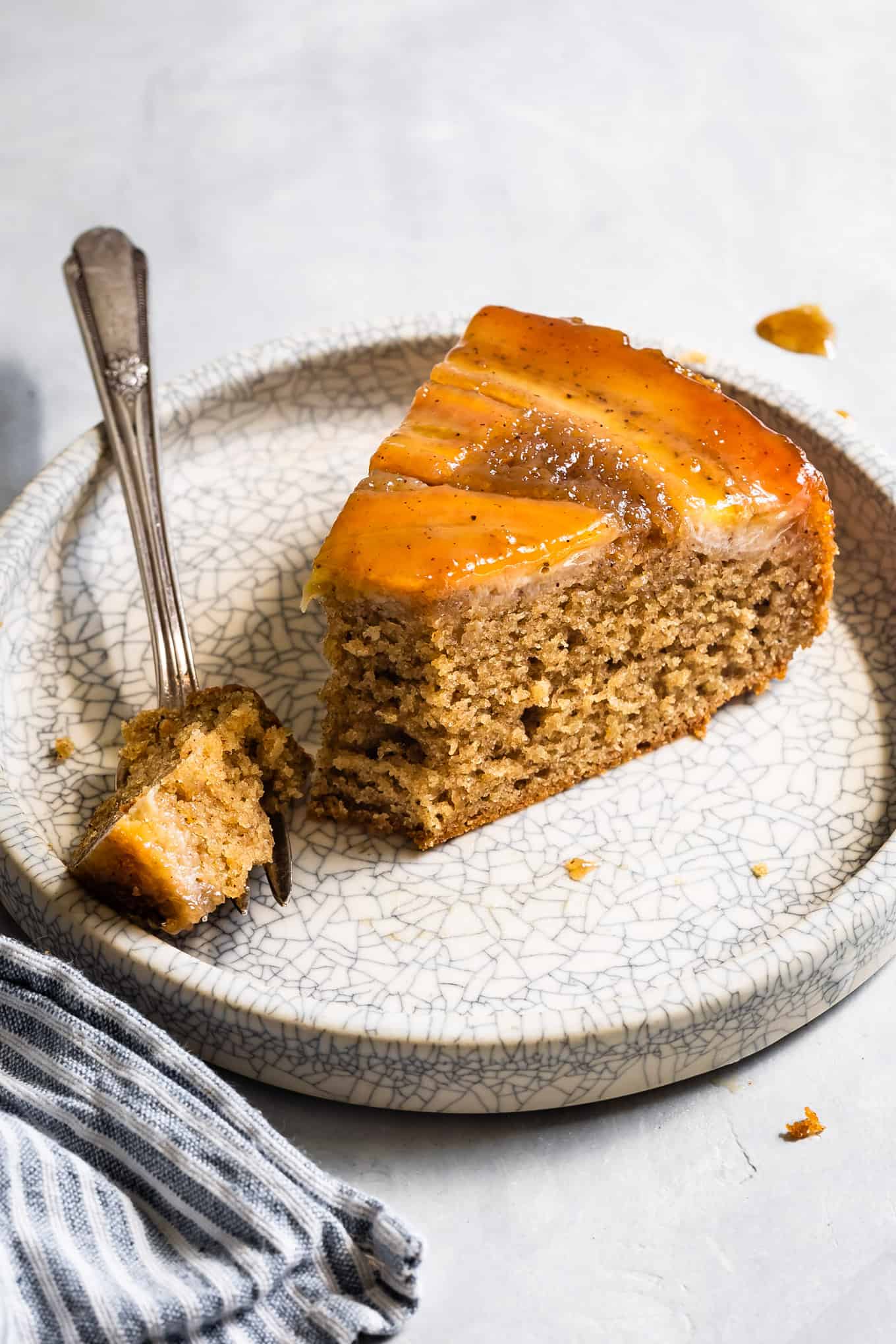 Bite of Gluten-Free Banana Upside-Down Cake