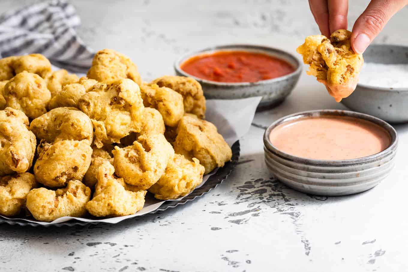 Dipping Gluten-Free Fried Cauliflower