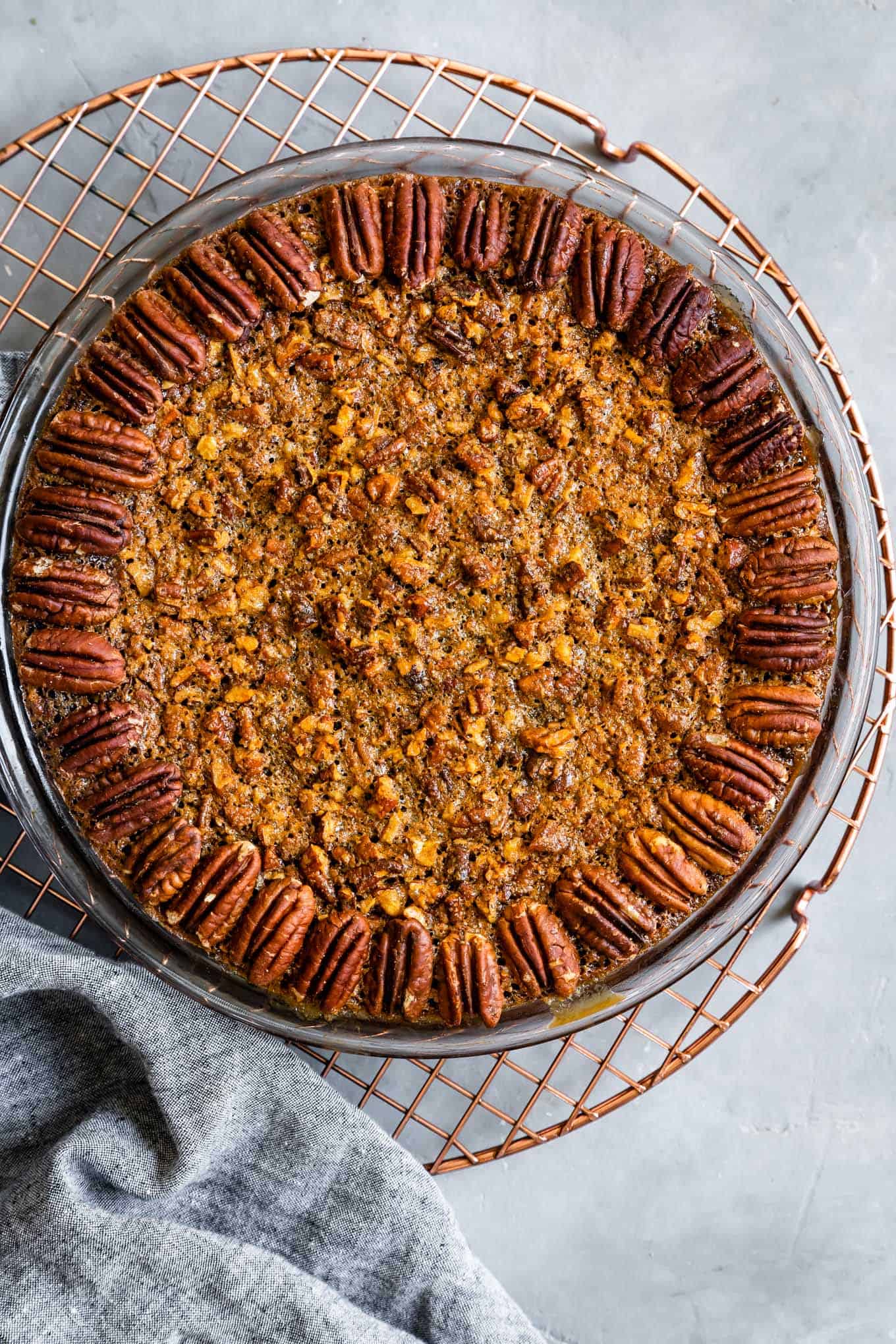 Whole Crustless Pumpkin Pie with Pecan Topping