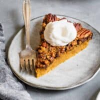 Crustless Pumpkin Pie with Pecan Topping