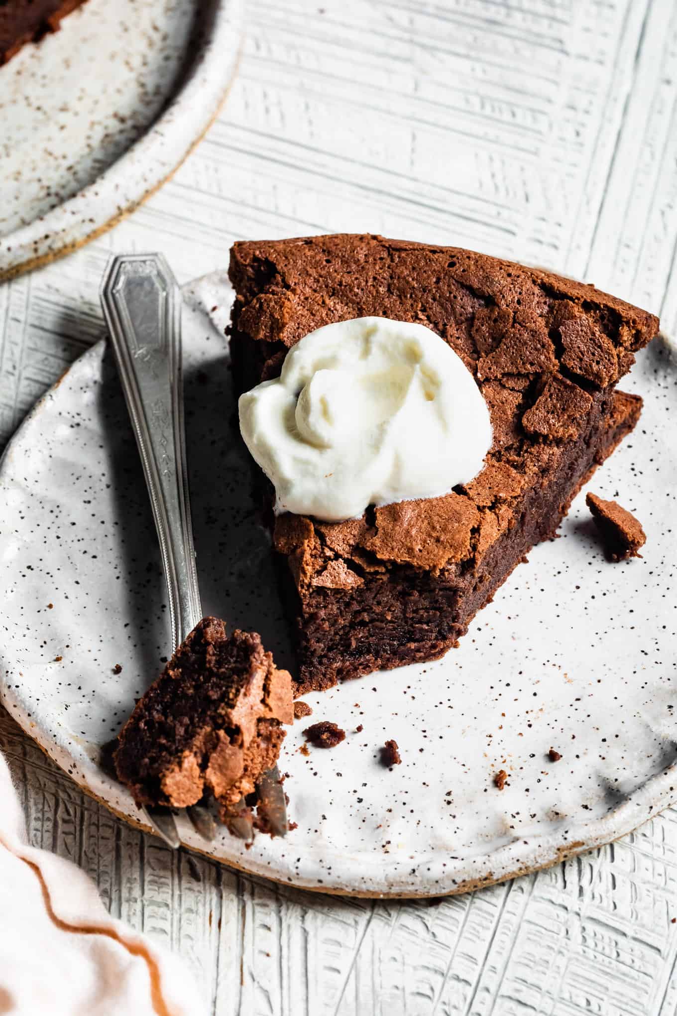Flourless Fallen Chocolate Cake with Whipped Cream